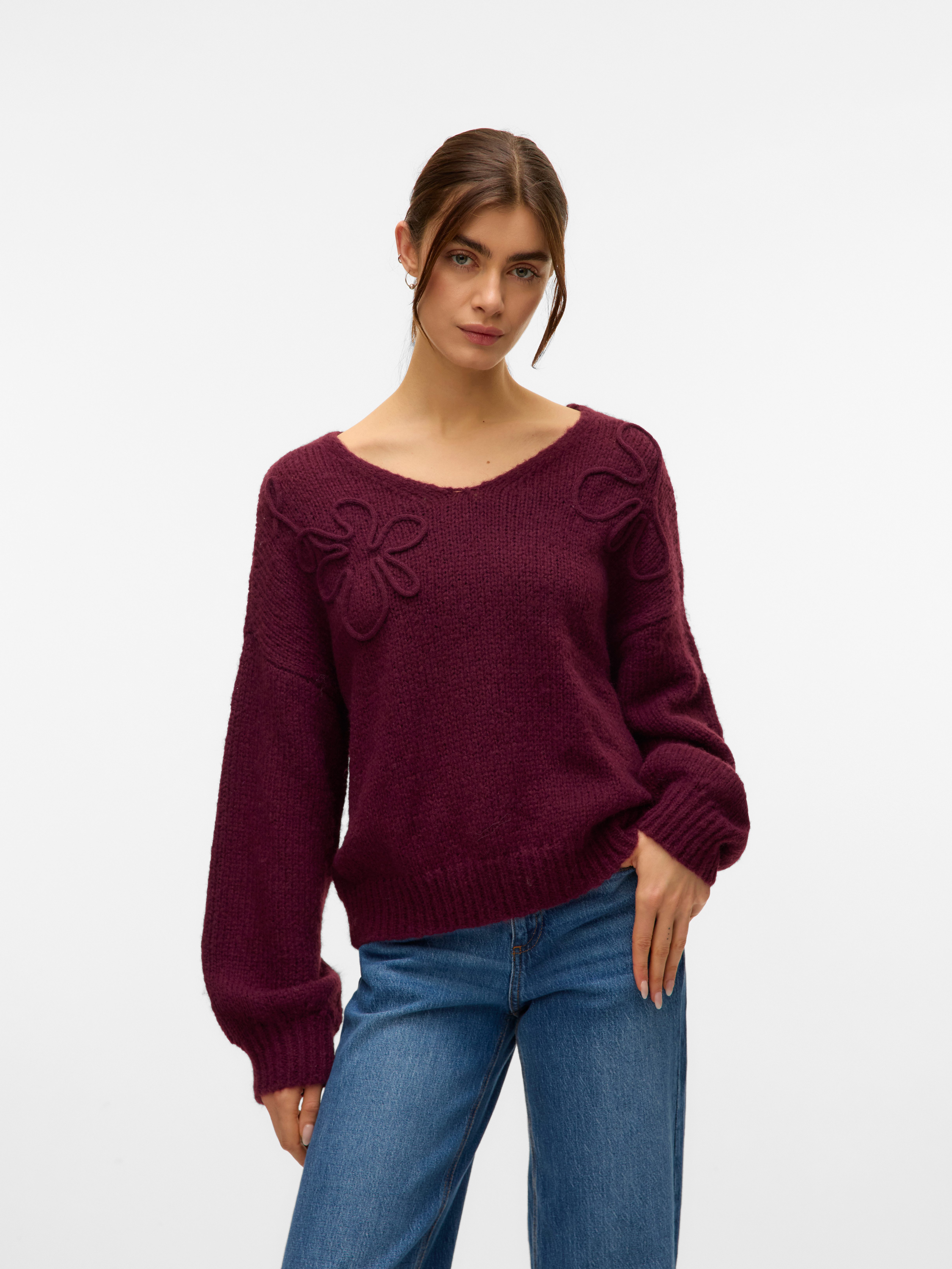 Vero Moda V-Ausschnitt-Pullover VMLOLLIPOP LS V-NECK PULLOVER BOO günstig online kaufen