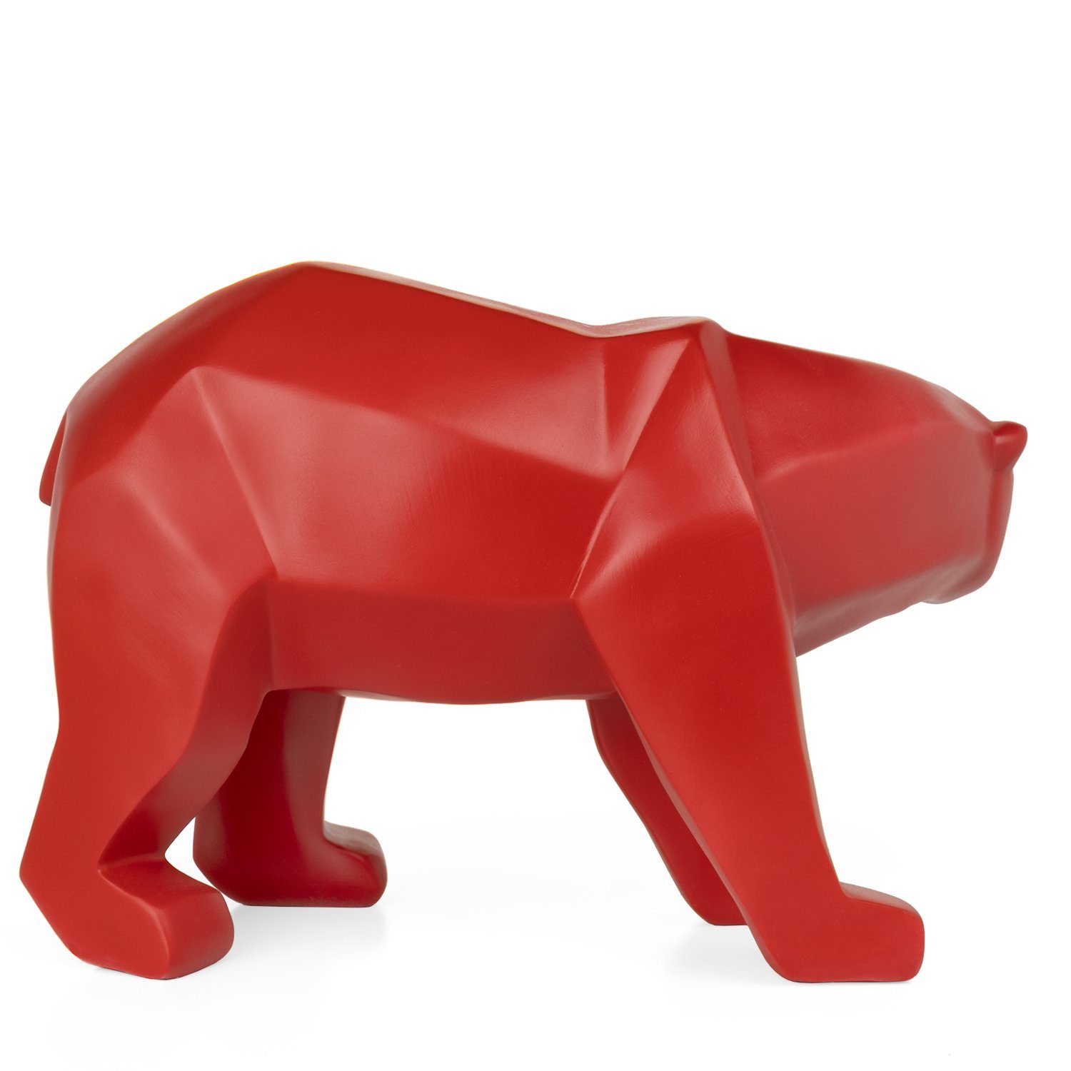 Polyresin Modern Eisbär Skulptur Polygonal rot, Dekofigur Geschenk Deko Geometrische TierFigur Moritz Figuren