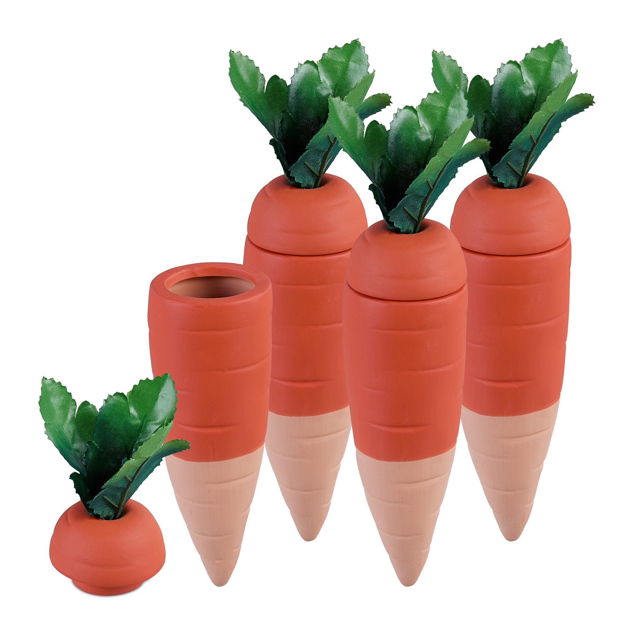 relaxdays Bewässerungssystem Tonkegel Karotte im 4er Set