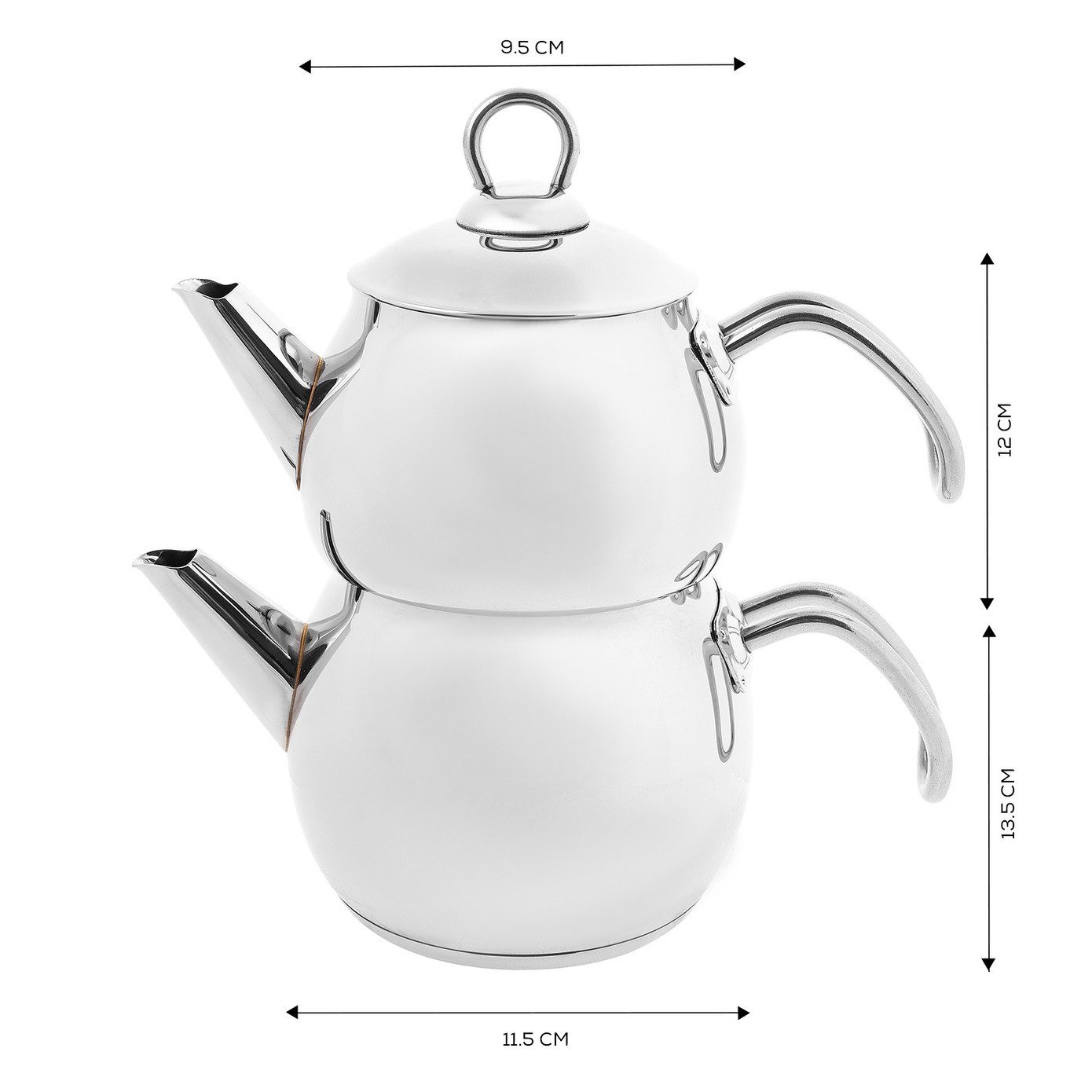 Karaca Teekanne Karaca Adelya Mini Edelstahl-Teekannen-Set, 1.75L, Induktionsgeeignet