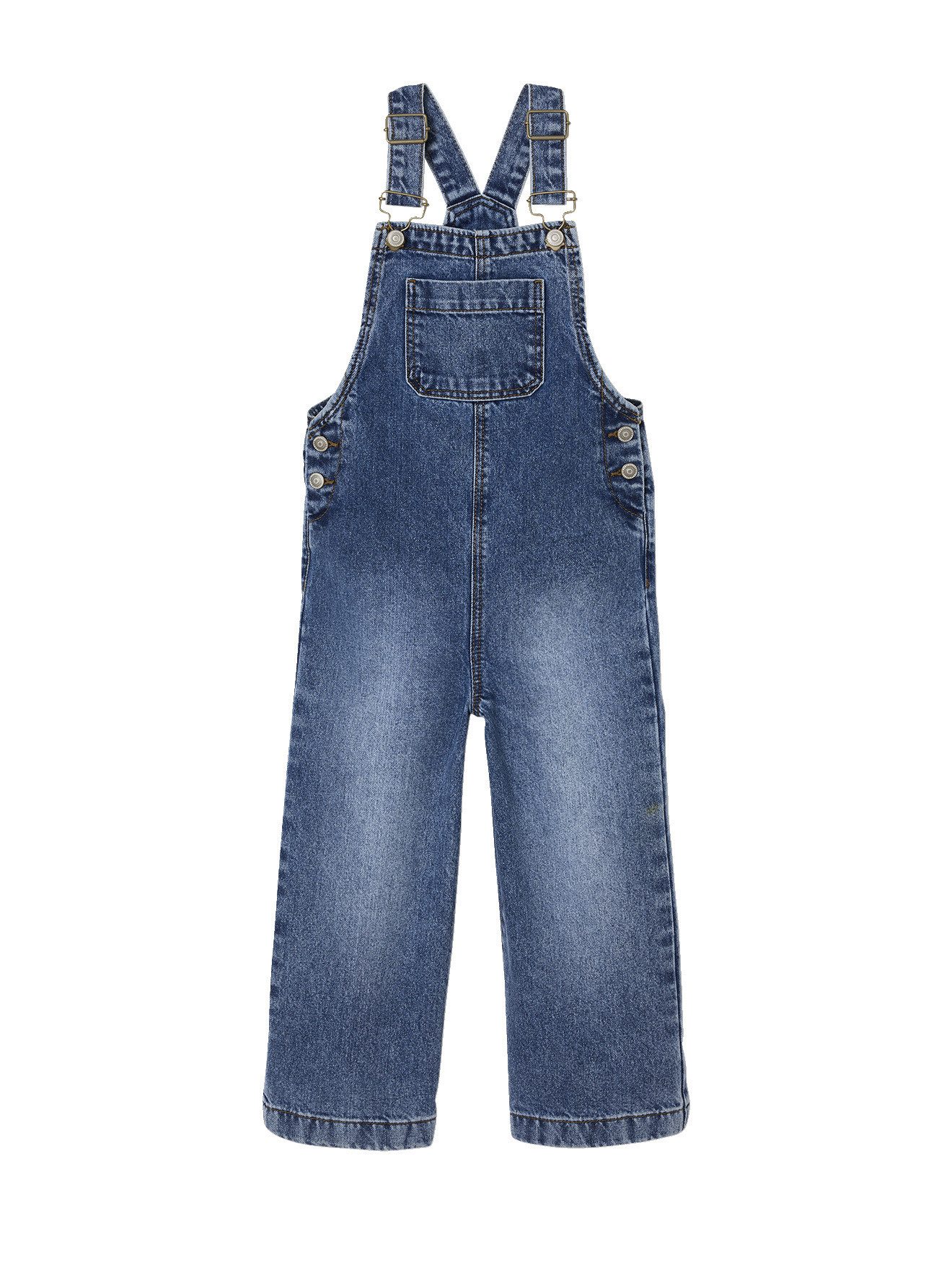 vertbaudet Jumpsuit Mädchen Jeans-Latzhose mit weitem Bein