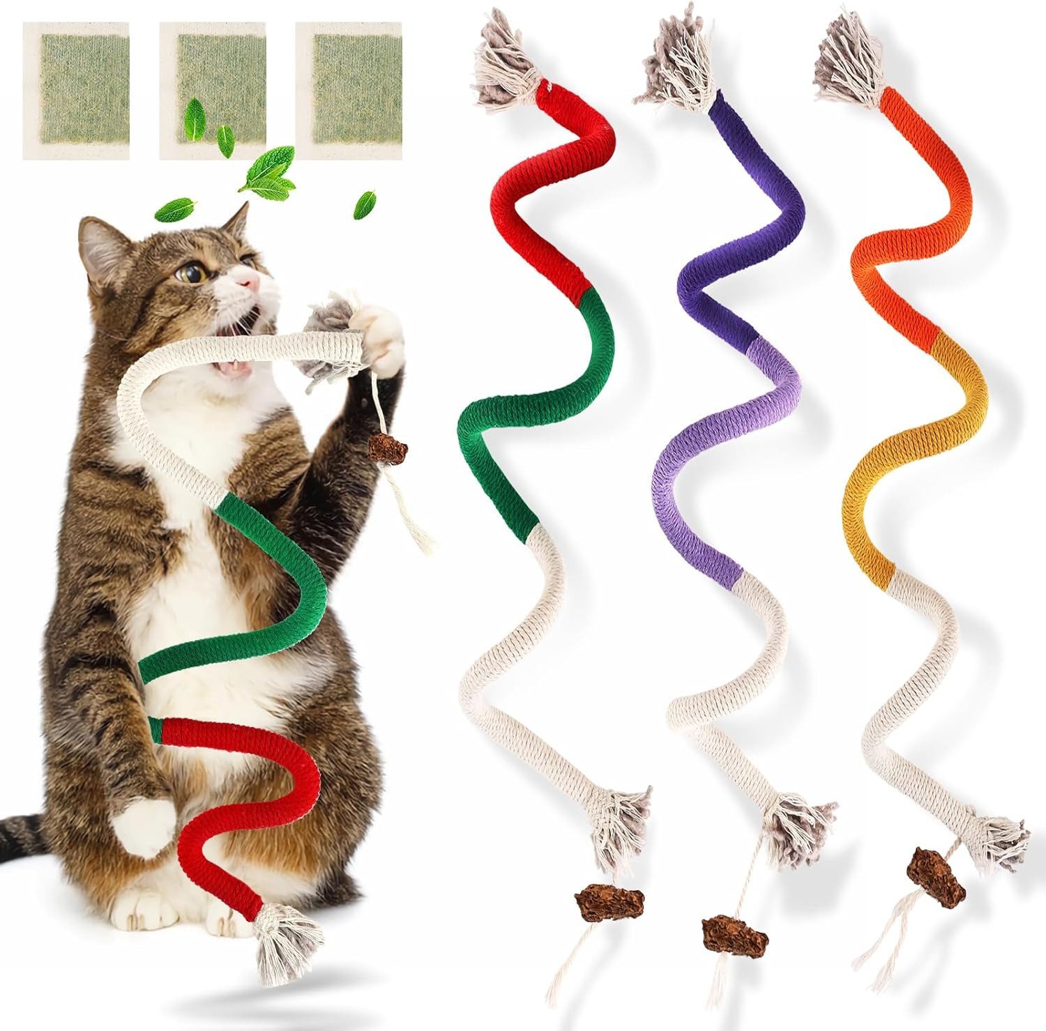 Tierkuscheltier 3er Pack Sisal Katzenspielzeug Seil zur Zahnpflege für Katzen