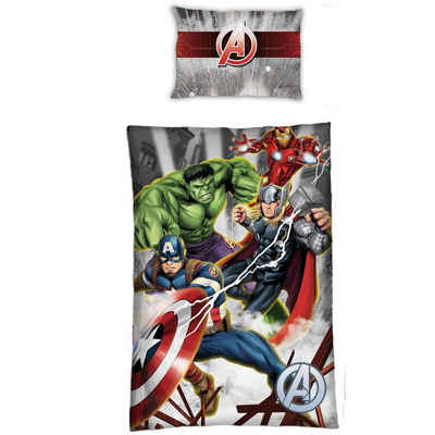 Bettwäsche Marvel Avengers Comic Mikrofaser Bettwäsche Set, MARVEL, Polyester, Deckenbezug 135-140x200 cm, Kissenbezug 63x63 cm