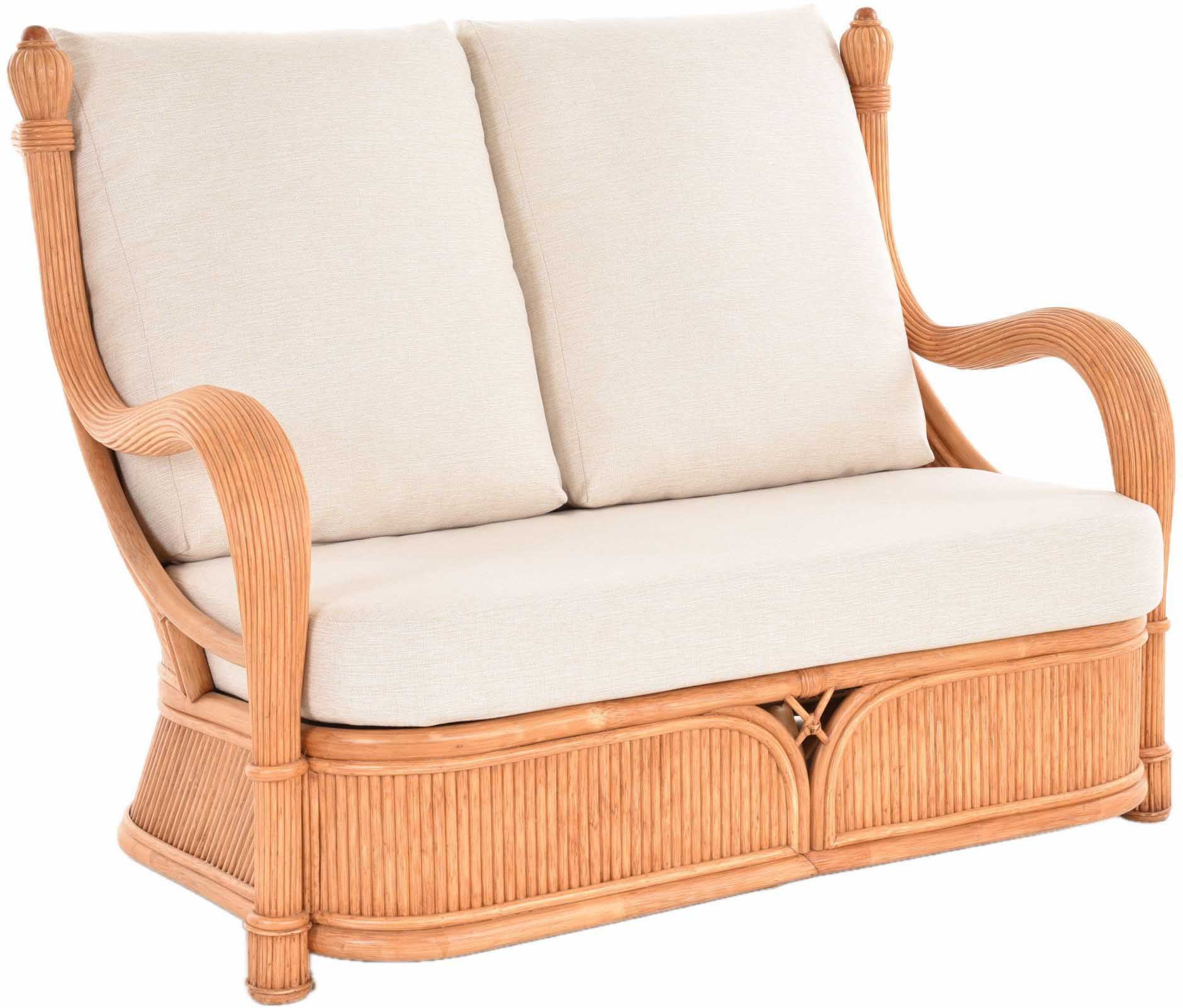Krines Home Loungesofa Edles Wohnzimmer Rattan-Sofa Prince 2-Sitzer Wintergarten Couch hoch, Sofa Zweisitzer aus Rattan Naturmaterial