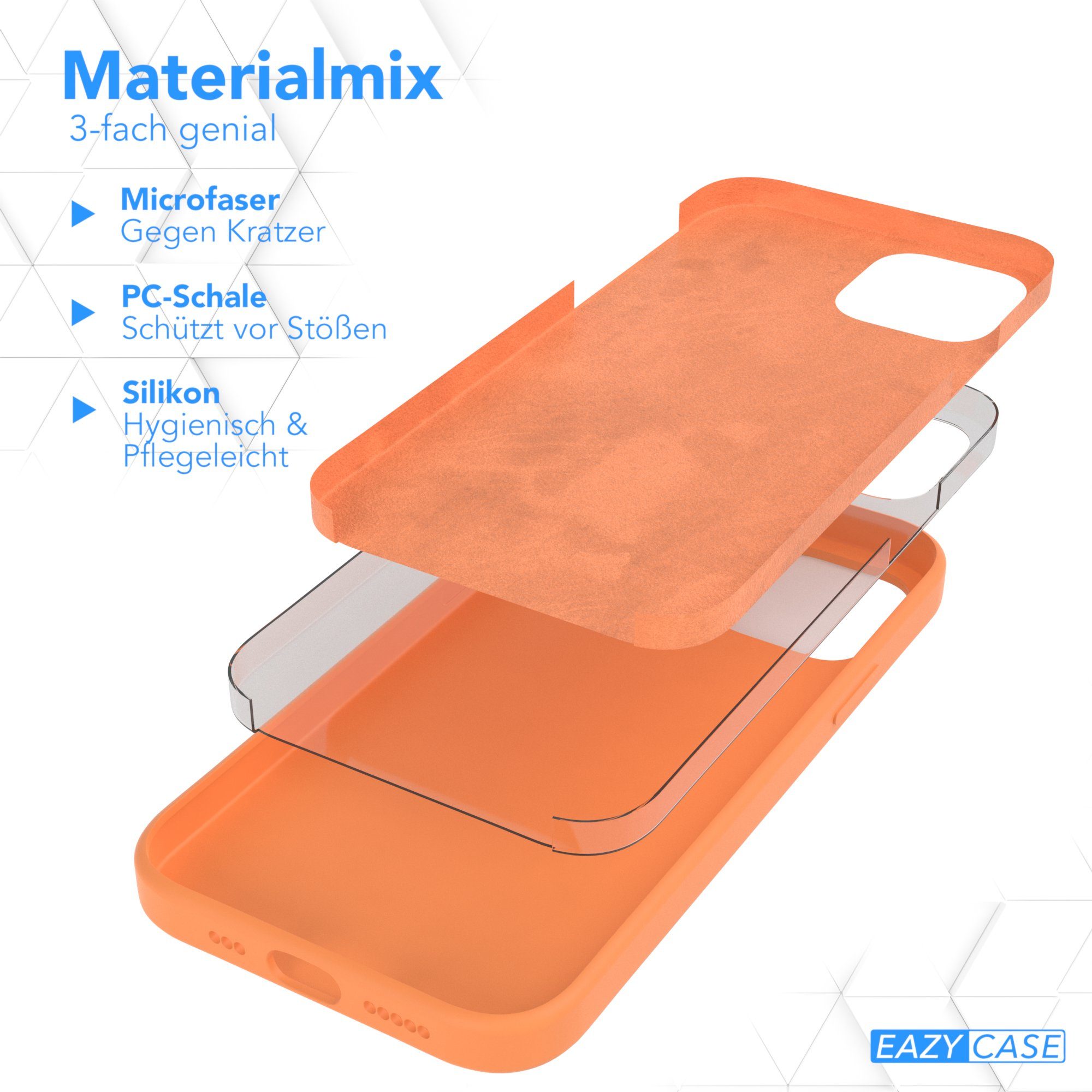 EAZY CASE Handyhülle Premium Silikon Case für iPhone 12 / iPhone 12 Pro 6,1 Zoll, Case stoßfest Smart Slimcover mit Displayschutz Back Cover Etui Orange – Bild 5 von 5