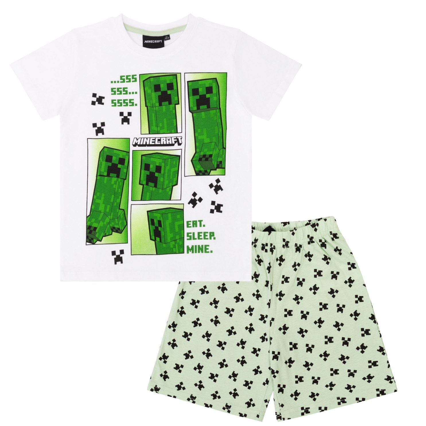 Minecraft Pyjama Minecraft Jungen Creeper Pyjama Schlafanzug kurz (1)