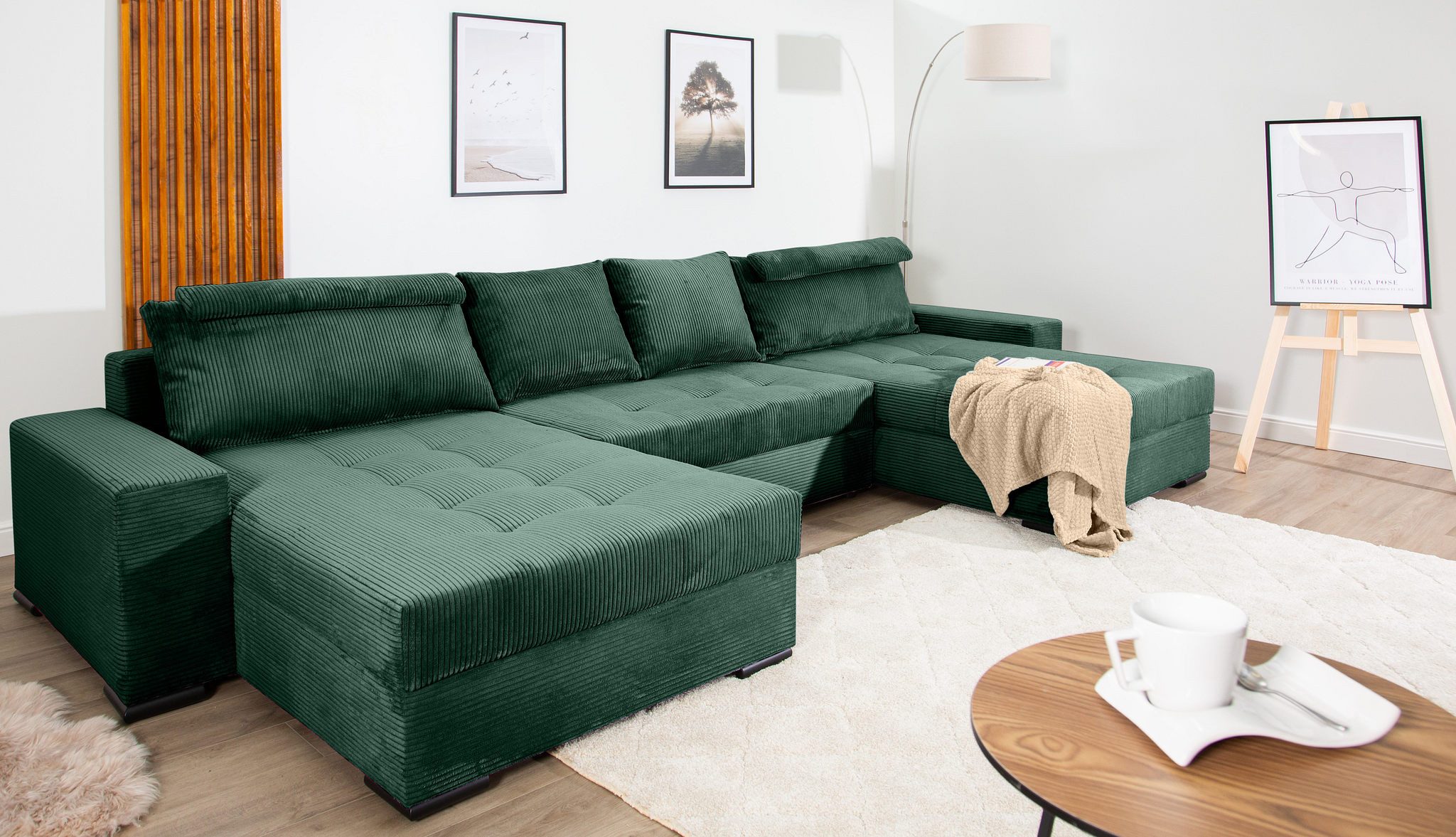COLLECTION AB Wohnlandschaft Josy XXXL-Relax U-Form, B: 352 cm, Schlaffunktion, Bettkasten & 2 Nackenkissen, Federkern