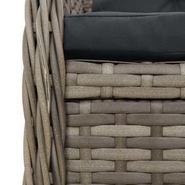 vidaXL Garten-Essgruppe 7-tlg. Garten-Essgruppe mit Kissen Grau Poly Rattan, (7-tlg)