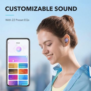 SoundCore Kristallklare Anrufe dank KI und Doppel-Mikrofone In-Ear-Kopfhörer (Ergonomisches Design für stundenlangen Tragekomfort. Automatische Verbindung über Bluetooth-5.3-Technologie., Intensives Klangvergnügen vielseitigen EQs und BassUp, Blitzschnelles)