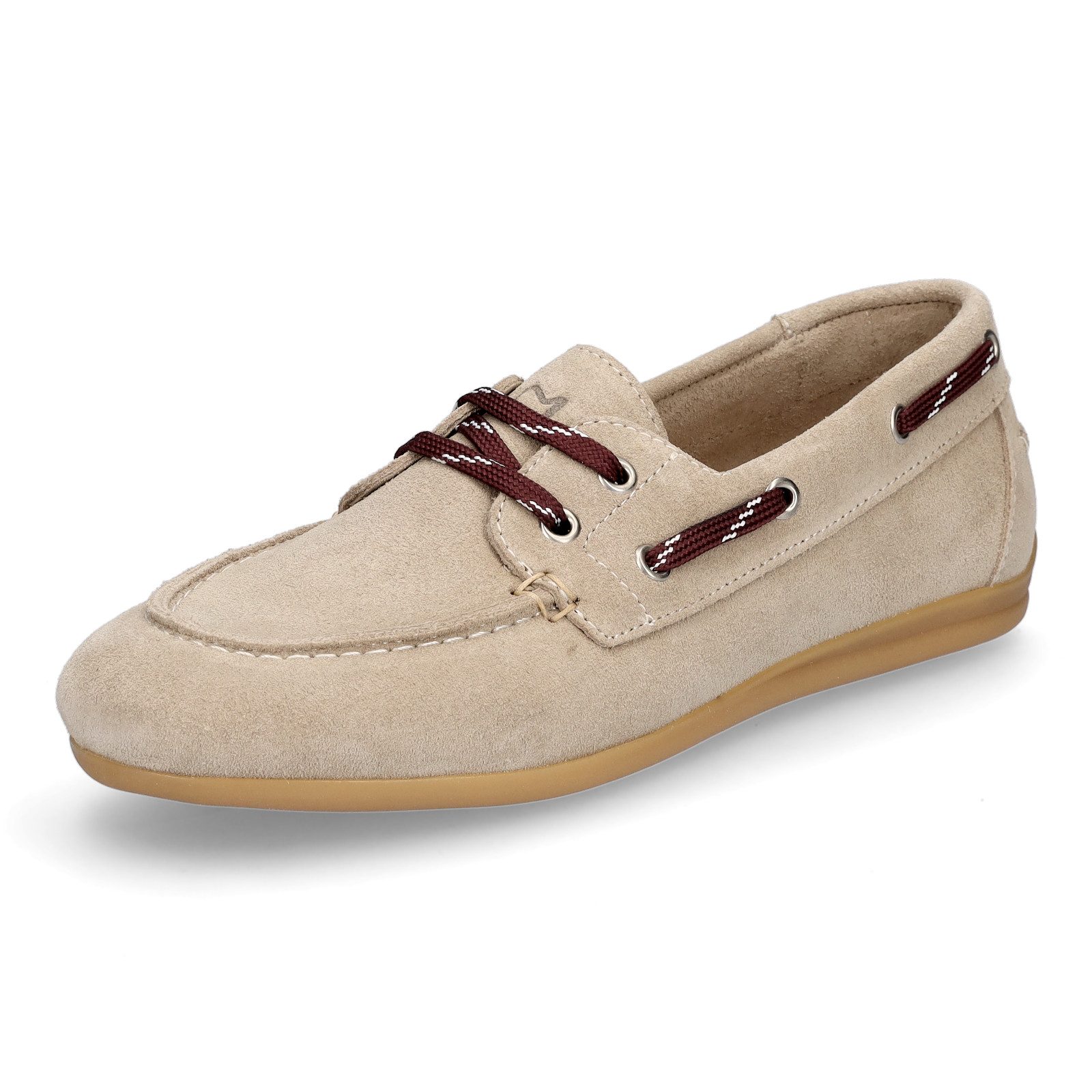 MIDS MELVA Damen Schnürschuh beige aus Velourleder, Loafer im Mokassin-Stil mit Lederfutter