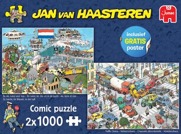 Jumbo Spiele Puzzle Jan van Haasteren Verkehrschaos + Bei Land und See, 2 Puzzleteile, Made in Europe