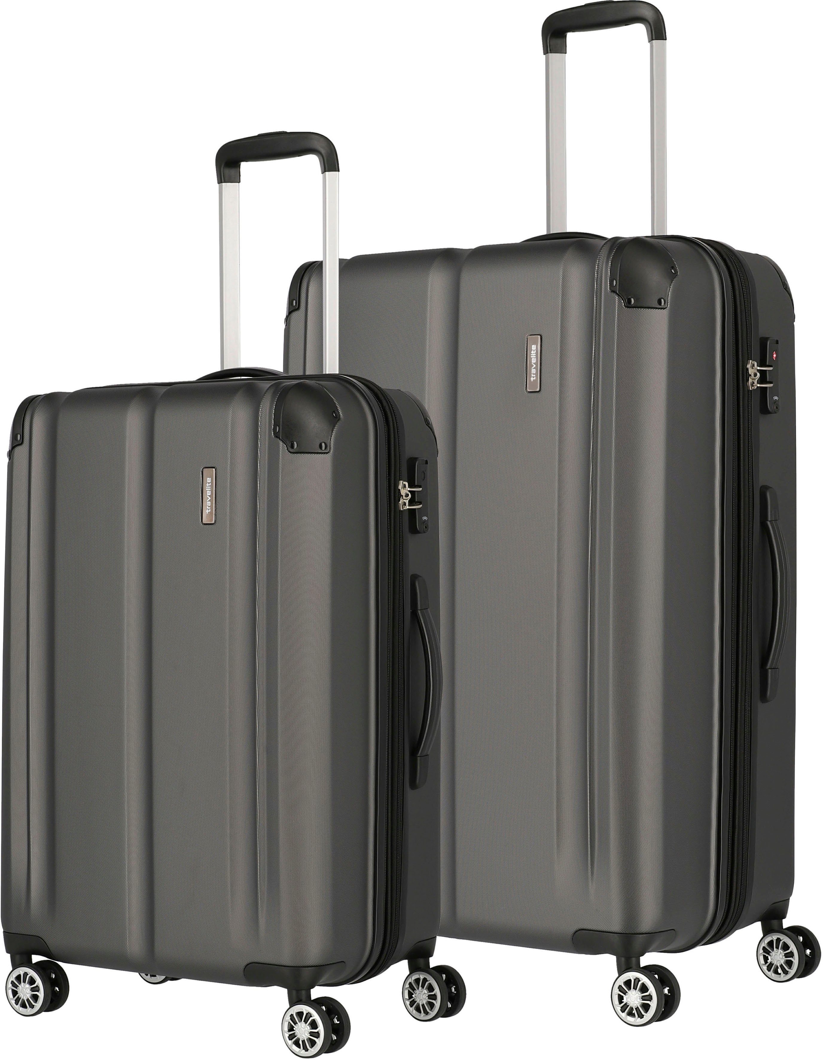 4 (2 Rollen, anthrazit, tlg) Trolleyset travelite City,