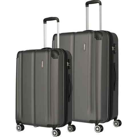 travelite Trolleyset City, 4 Rollen, (2 tlg), Kofferset Reisegepäck Reisekoffer mit erweiterbarem Volumen