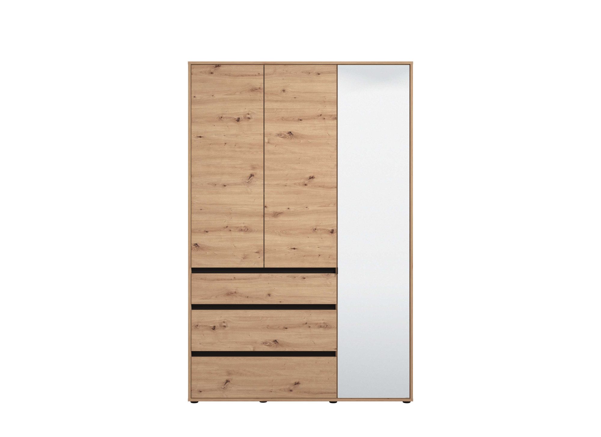 Home affaire Kleiderschrank Corbett, grifflose Optik, FSC-zertifziert, Made in Europe (138 oder 182,5cm breit, 211cm hoch und 54,5cm tief) mit Spiegel, 3 Schubladen und Innenausstattung