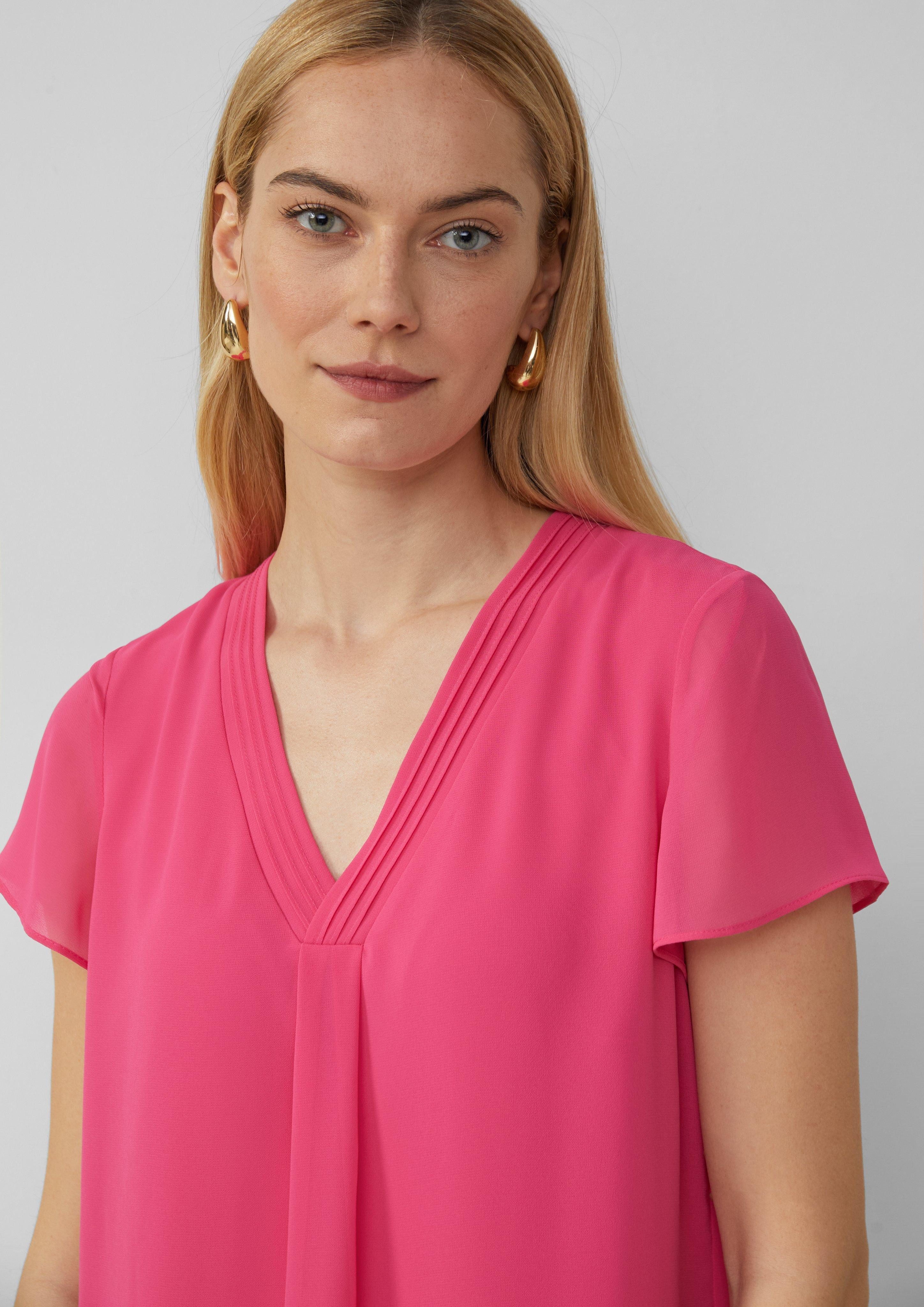 s.Oliver BLACK LABEL Kurzarmbluse Kurzärmelige Chiffonbluse günstig online kaufen