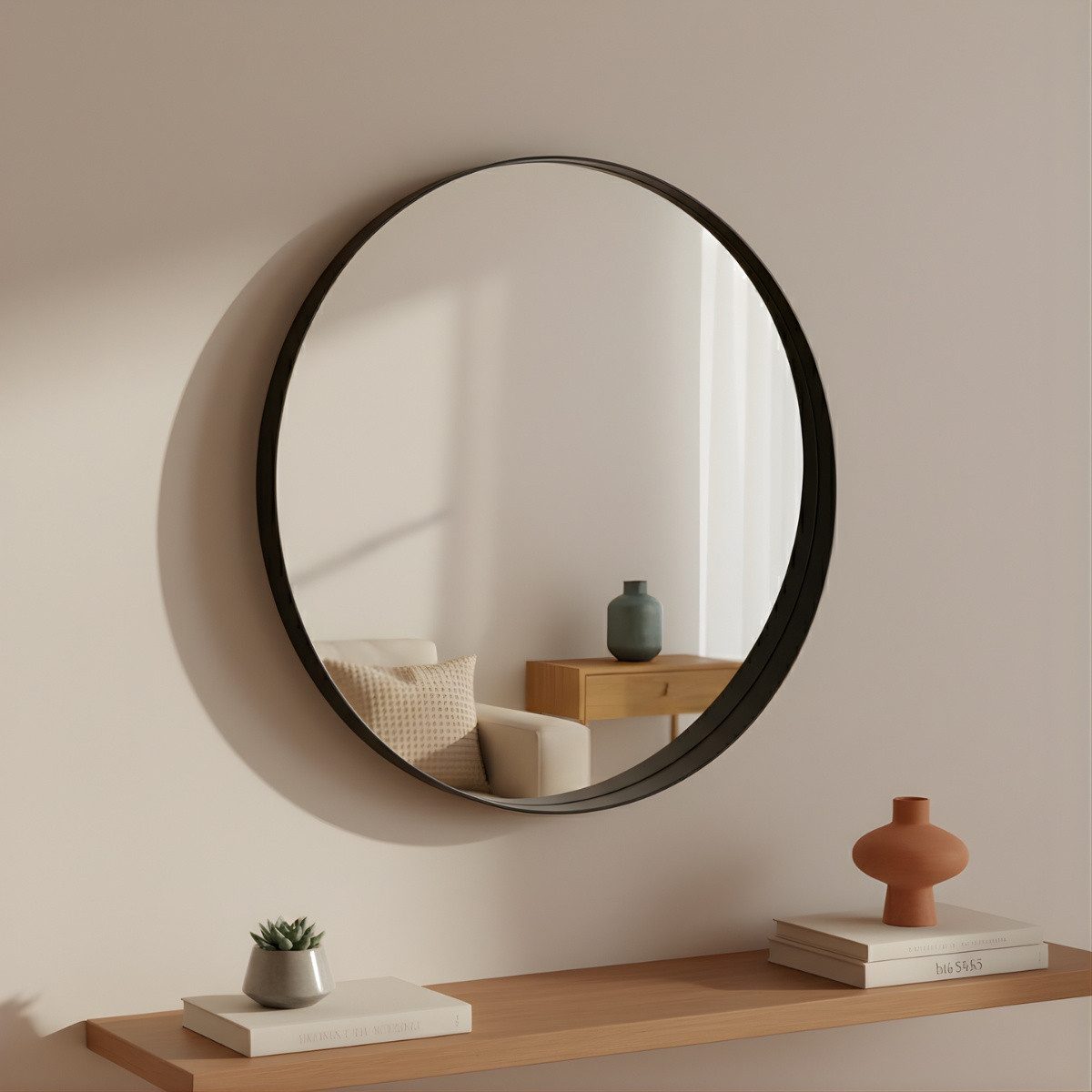 SCENA LIVING Wandspiegel Runder Wandspiegel SVEA, Ø 50 cm, Splitterschutzfolie