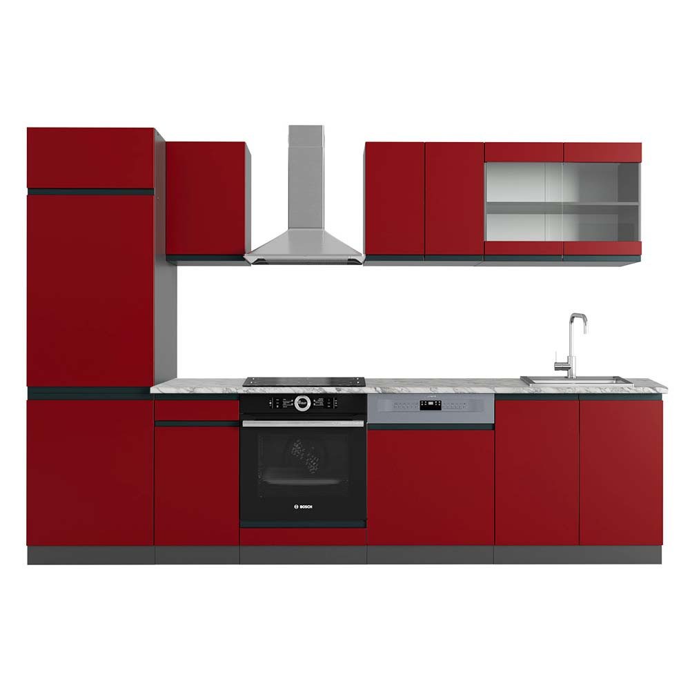 Vicco Küchenzeile R-Line, Rot/Anthrazit, 300 cm, günstig online kaufen
