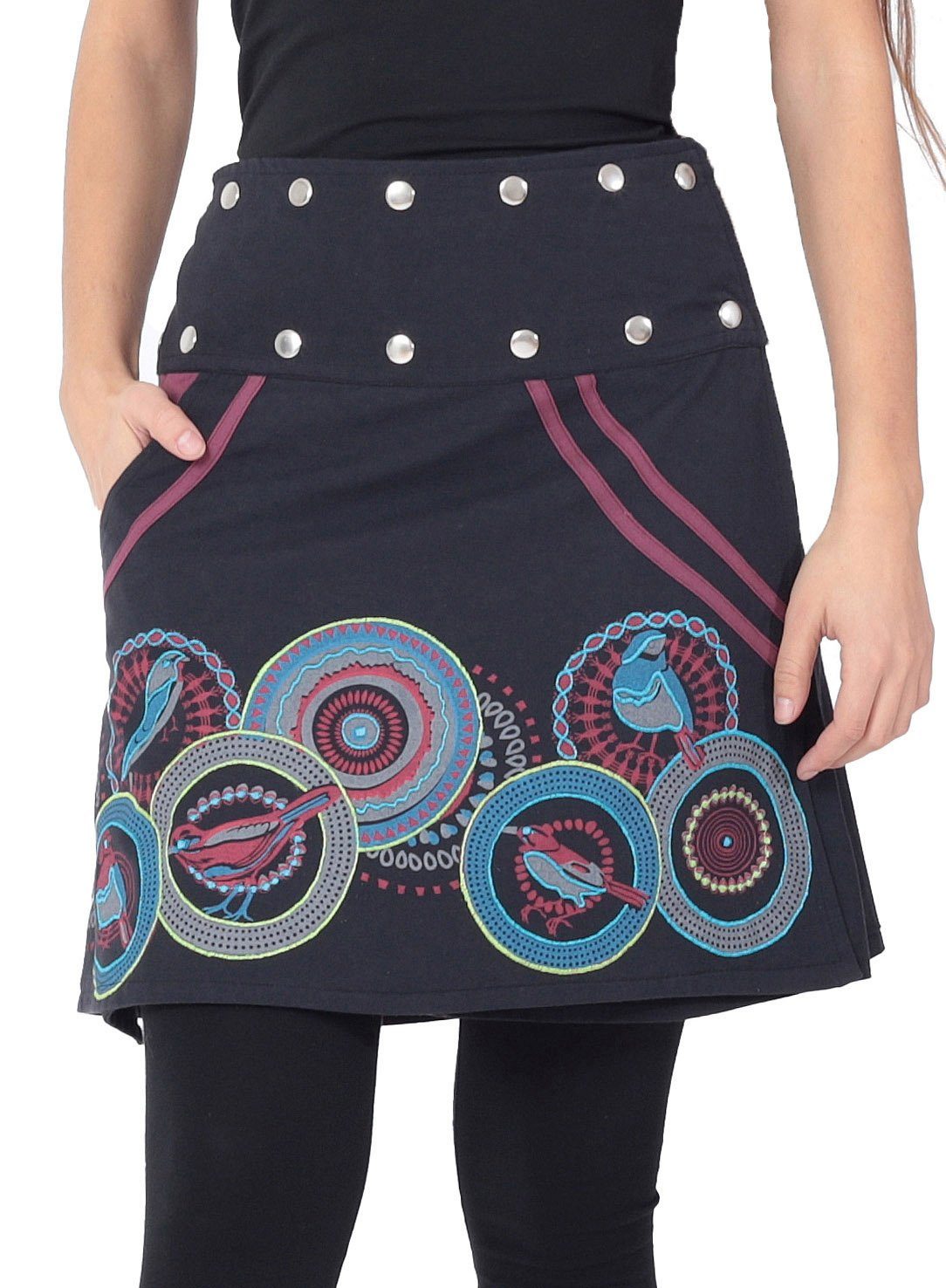 PUREWONDER Wickelrock Damen Rock mit Vögeln günstig online kaufen