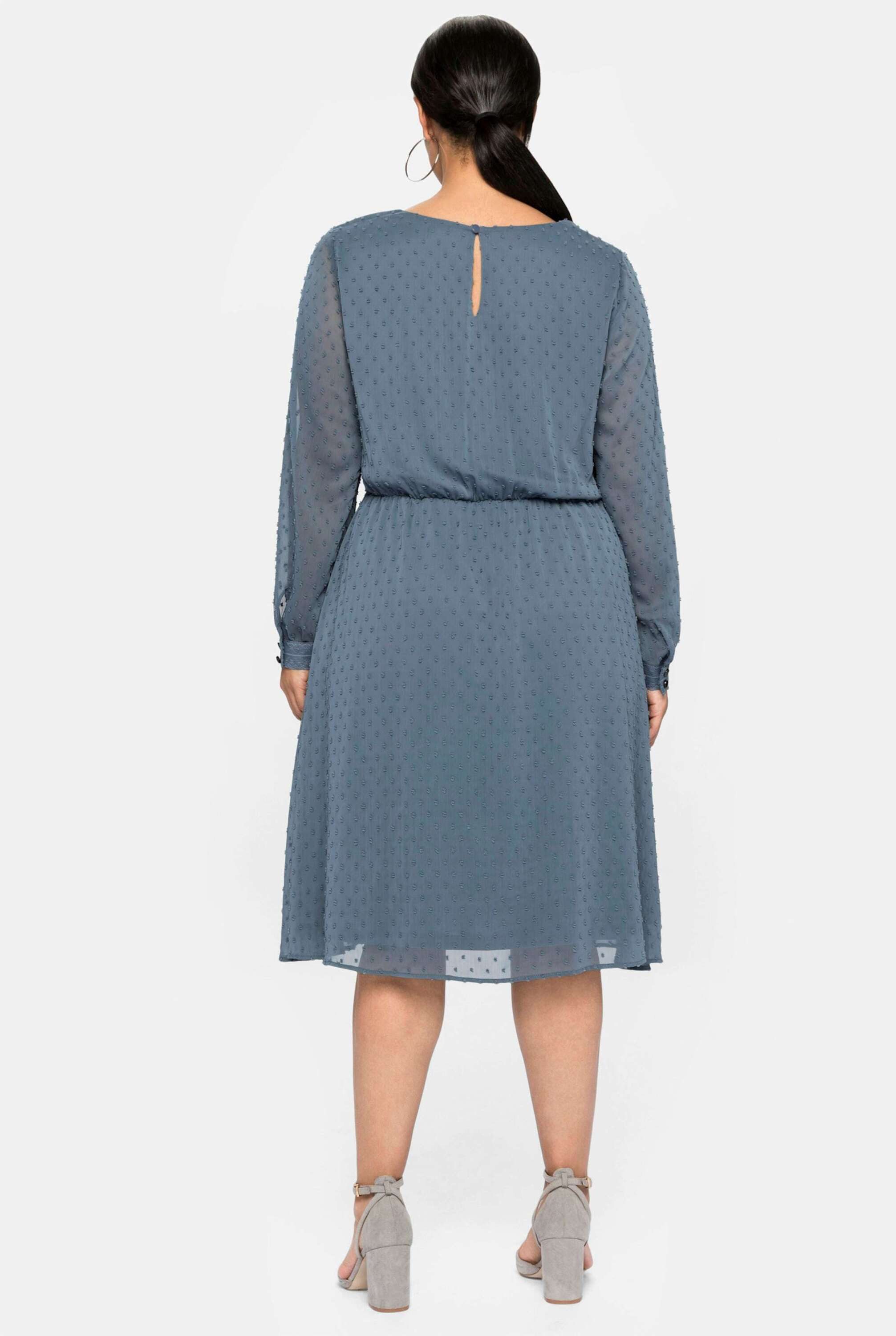 Sheego Etuikleid Abendkleid Langarm mit 3D-Effekt, mit Unterkleid