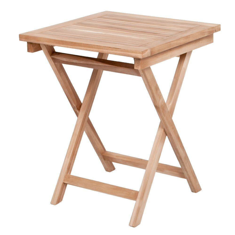 LebensWohnArt Esstisch Klappbarer Teak Esstisch KURSI 60x60cm Natural Balkontisch