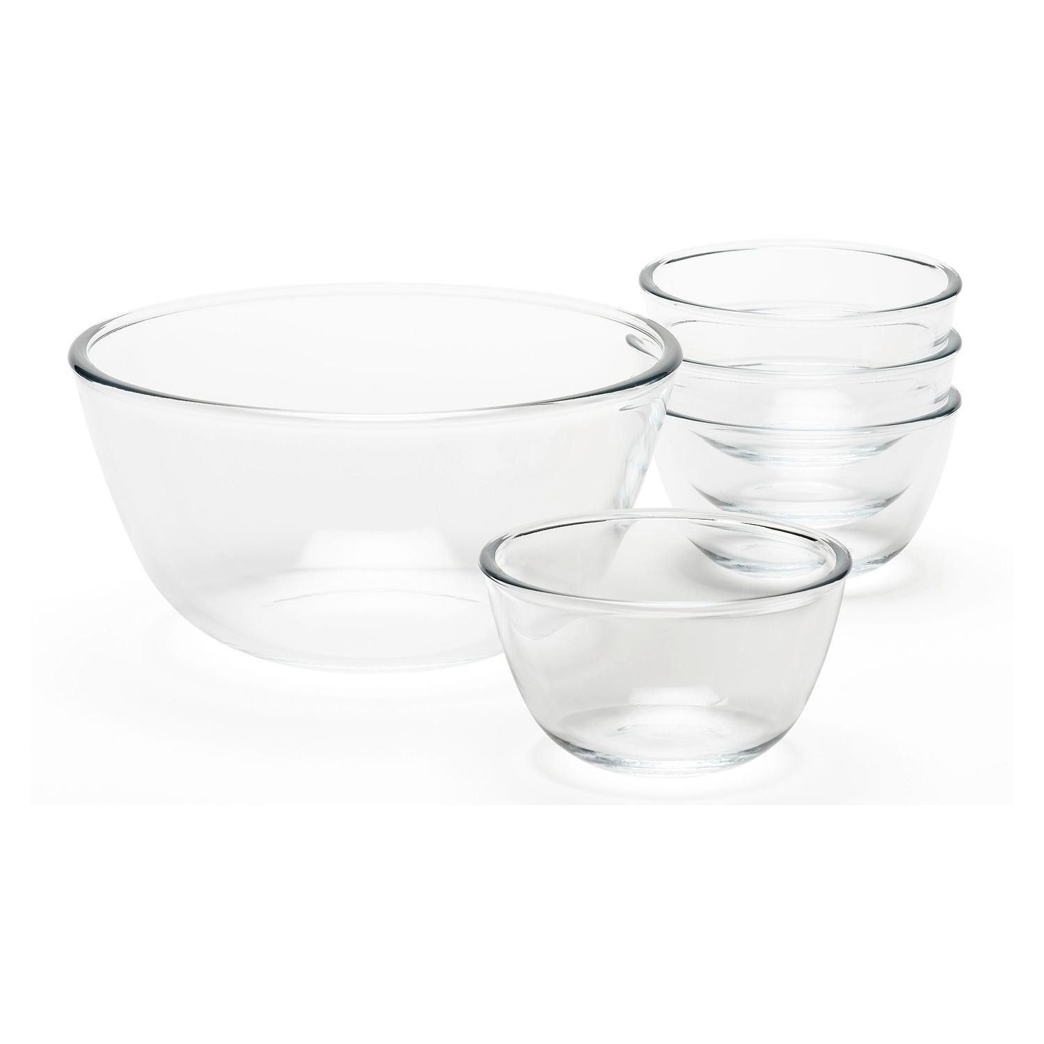 bongusto Schüssel Schüssel-Set 5-teilig PUANTA, Transparent, Borosilikatglas, (Set, 5-tlg), 2600 ml, 480 ml, Ø 23 x H 11 cm, Ø 12,9 x 7 cm