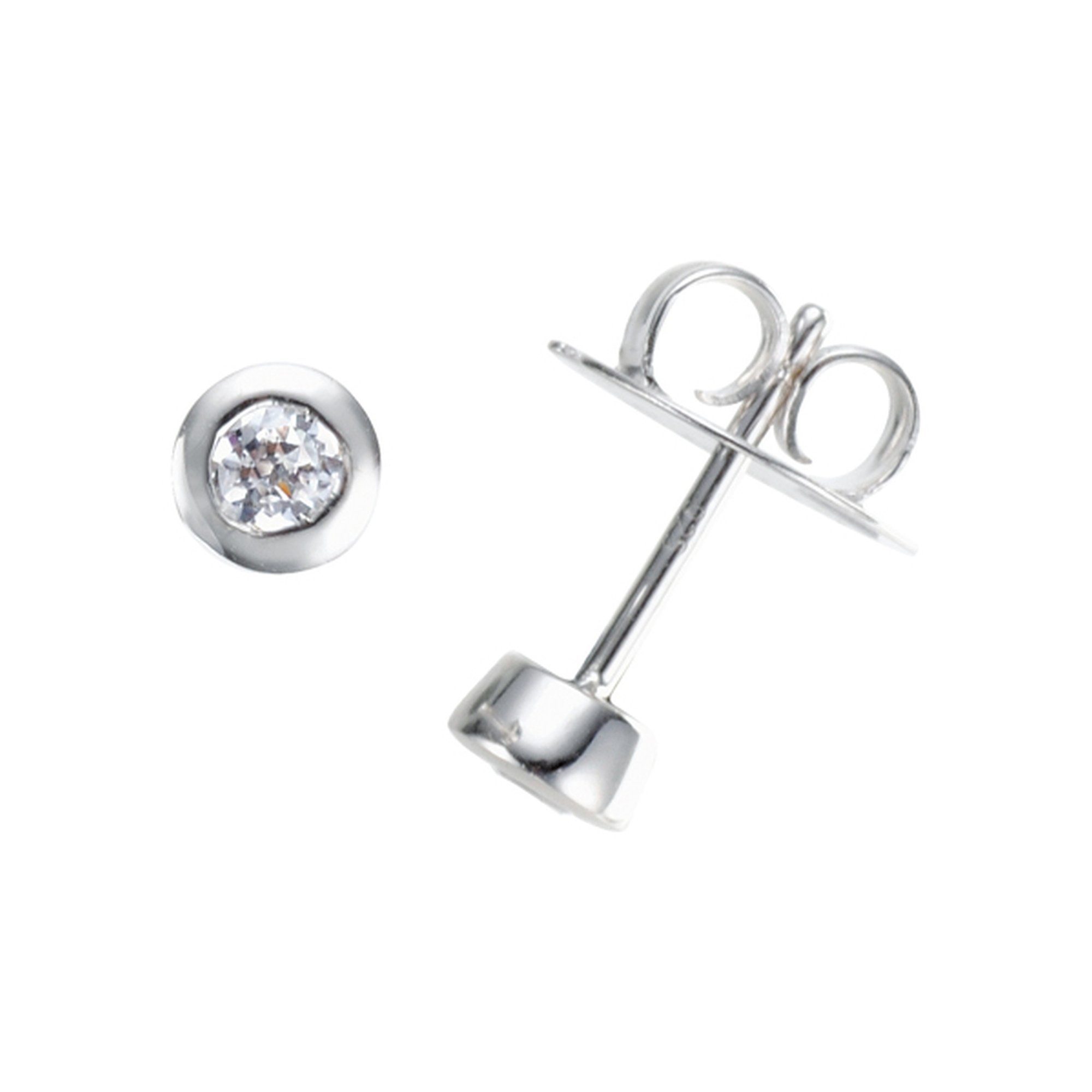 Paar Ohrstecker mit Zirkonia, Silber 925