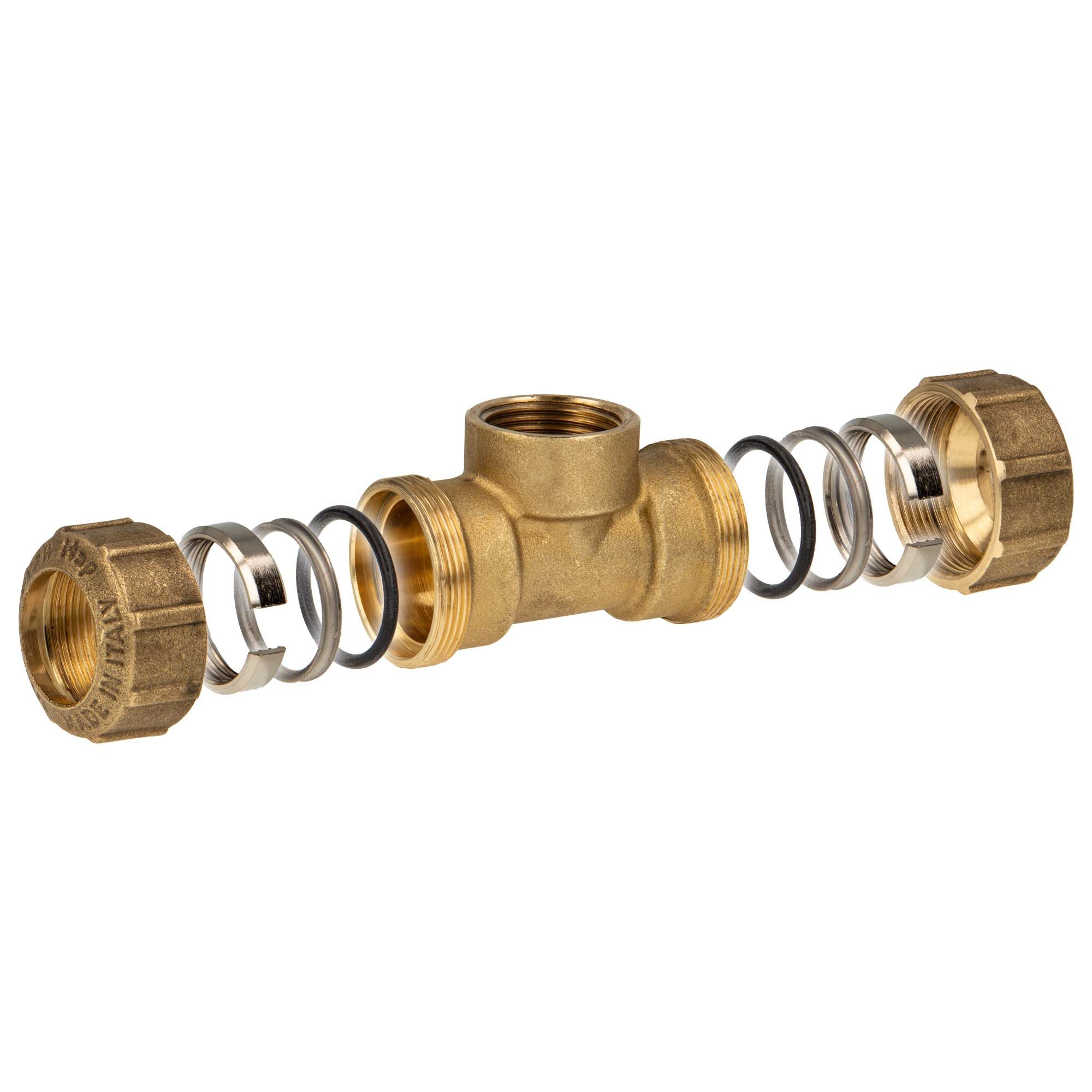 ITAP s.p.a. Steckfitting VX Messing-Klemmverbinder T-Stück mit IG - DVGW zugelassen, Ø 20 x 1/2 x 20 mm