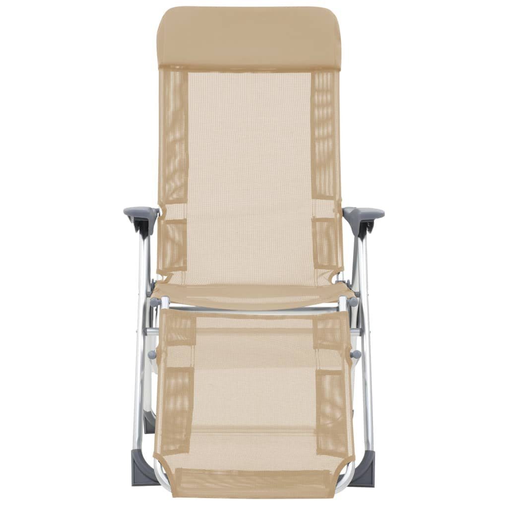 vidaXL Gartenstuhl Klappbare Liegestühle mit Fußteil 2 Stk. Creme Textilene (2 St)