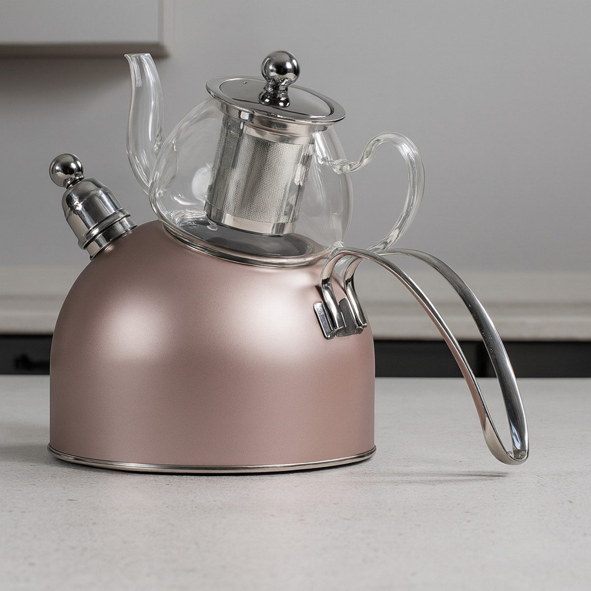 alesvelt Caydanlik-Teekanne Djena Retro 2er Set Glaskanne 2,5 L Hitzebeständig