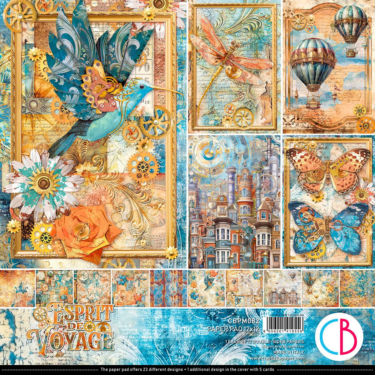 Motivpapier Scrapbook-Papier 'Esprit de Voyage'