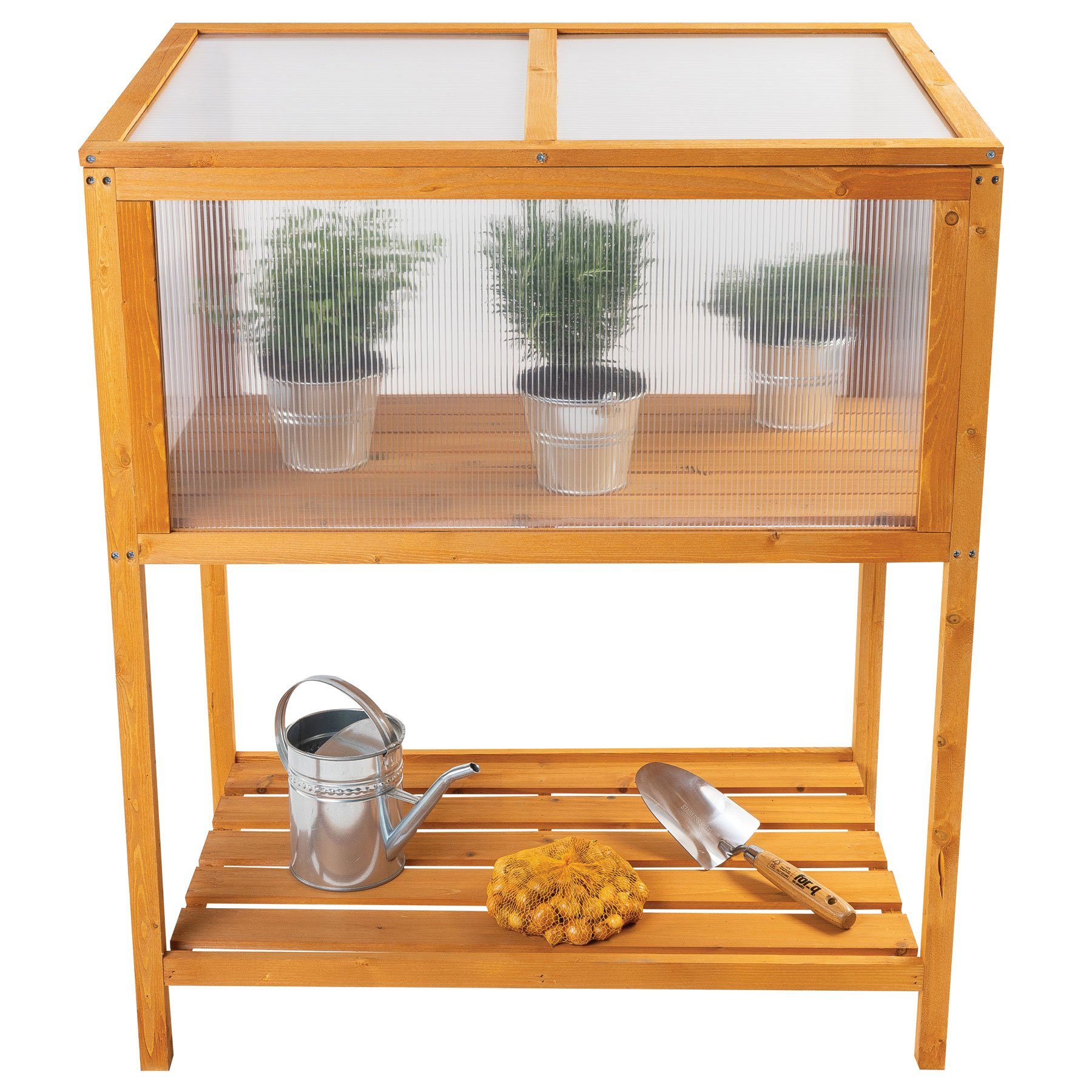 NYVI Frühbeetaufsatz Hochbeet mit Frühbeetaufsatz NYVIGreen - Frühbeet Pflanzkasten Holz, Gewächshaus für Jungpflanzen, perfekt für Garten, Balkon & Terrasse