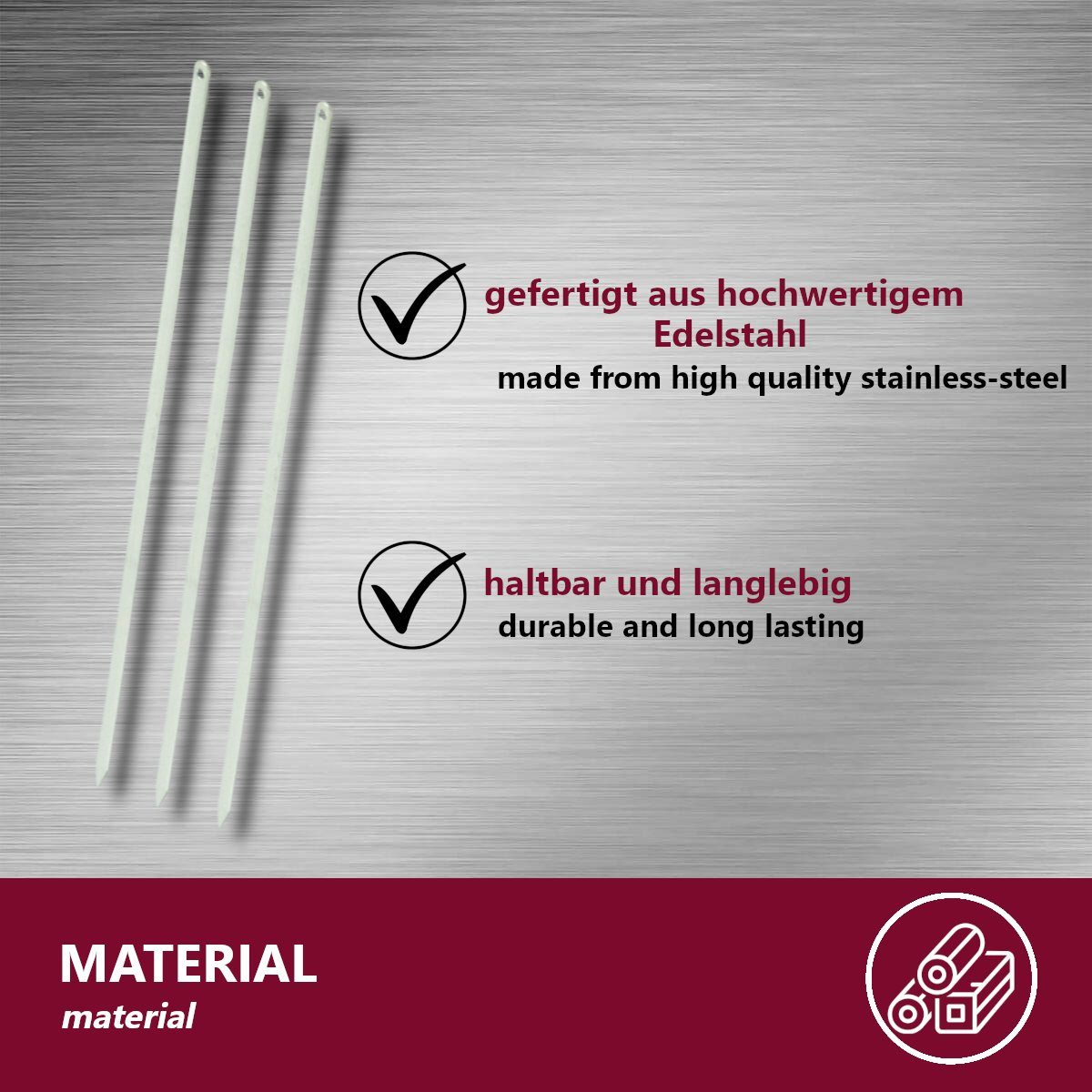 HOOZ Grillspieß Grillspieß Adana Sis 10 Stück Fleischspieß 44 cm (Set, 12-St., rostfrei), Länge 53,5 cm