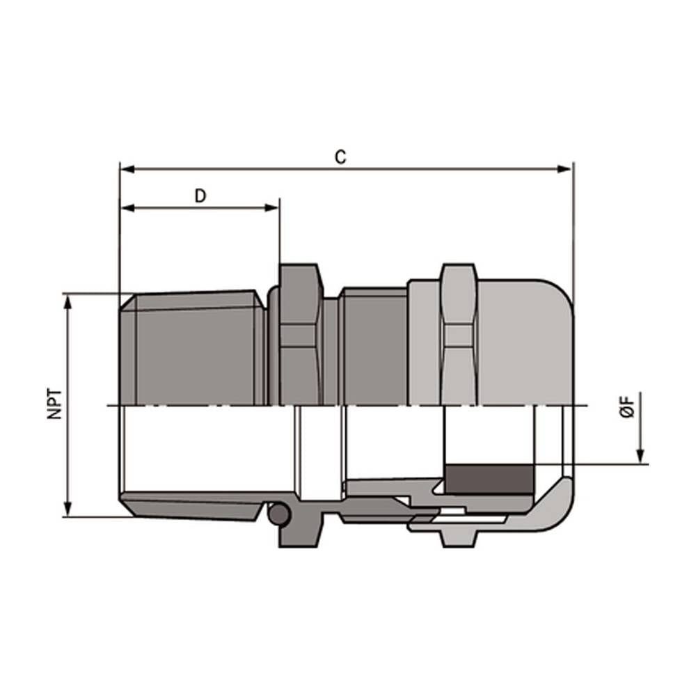 LAPP Kabelsockel Kabelverschraubungen Serie SKINTOP® COLD NPT 53113710, mit Zugentlastung, kältebeständig, UV-beständig