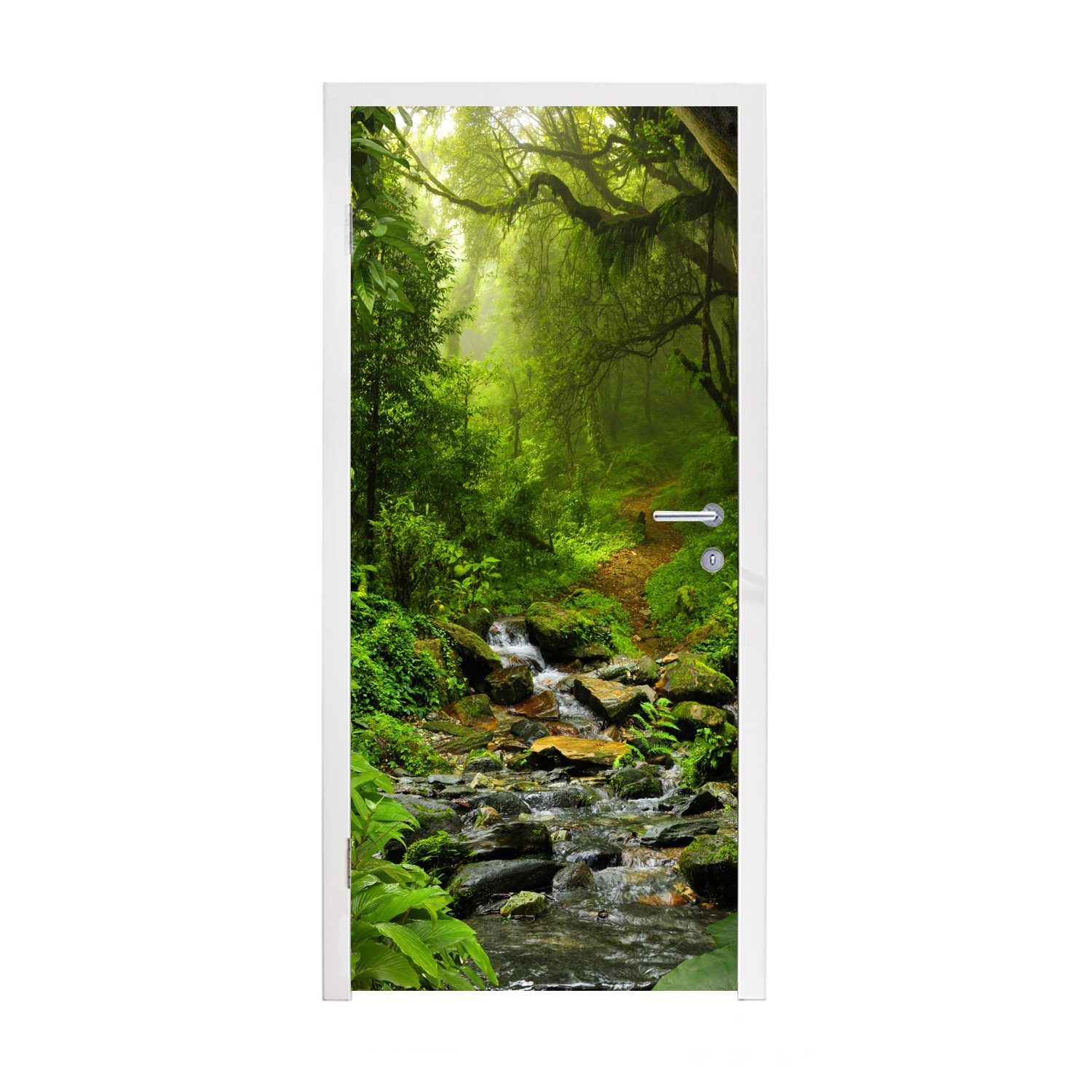 MuchoWow Türtapete Natur - Wasser - Dschungel - Wald - Tropisch, Matt, bedruckt, (1 St), Fototapete für Tür, Türaufkleber, 75x205 cm