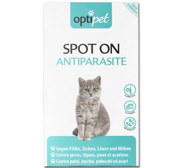 OptiPet Zeckenschutzmittel Spot on Katze Floh- Zecken Abwehr Insektenbekämpfung, 5-St., wirkt abweisend bis zu 24 Wochen gegen Parasiten