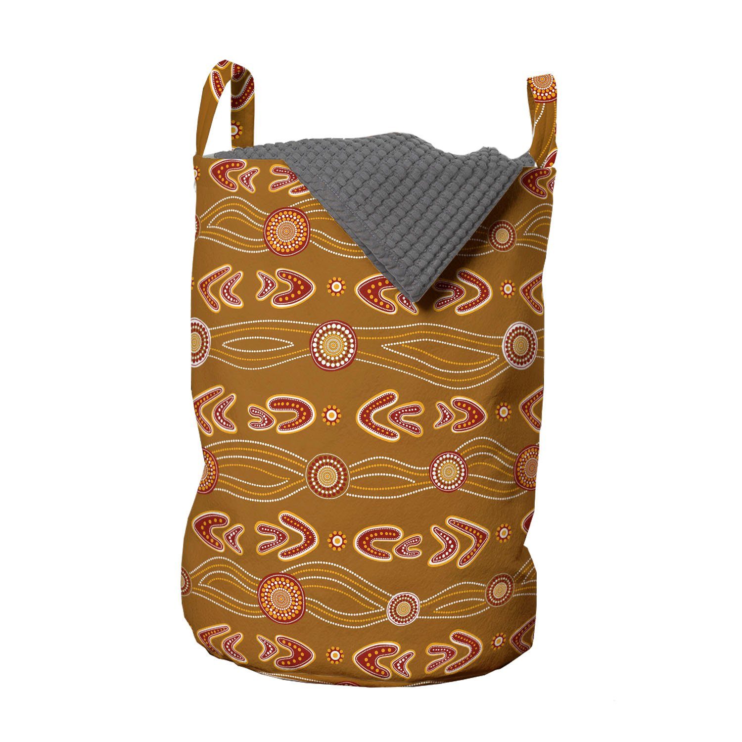 Abakuhaus Wäschesäckchen Wäschekorb mit Griffen Kordelzugverschluss für Waschsalons, Aboriginal Gepunktete Waves Kunstmotive