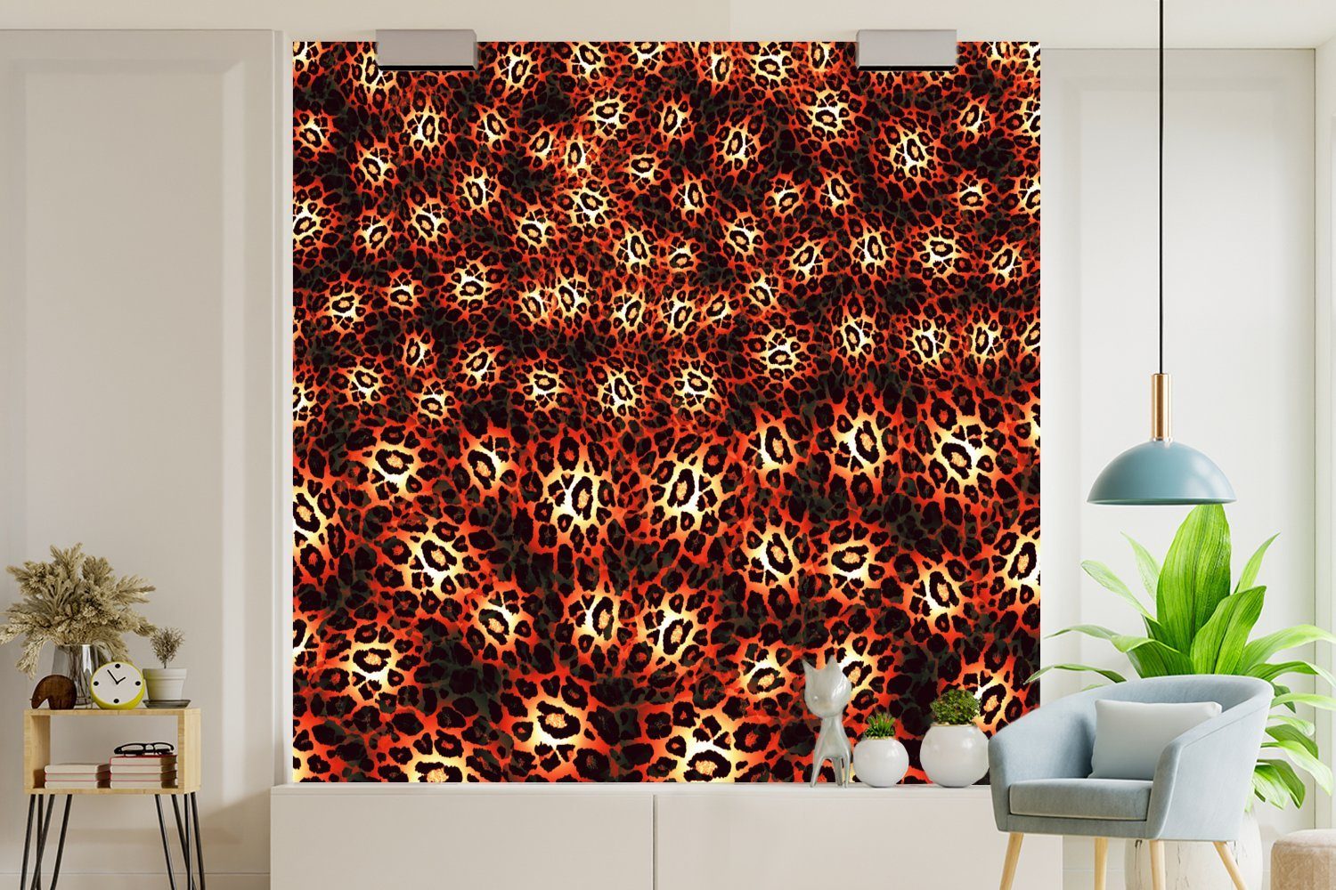 MuchoWow Fototapete Leopard - Orange, Matt, Wandtapete St), oder (5 Tapete für Vinyl Wohnzimmer Muster - bedruckt, Schlafzimmer