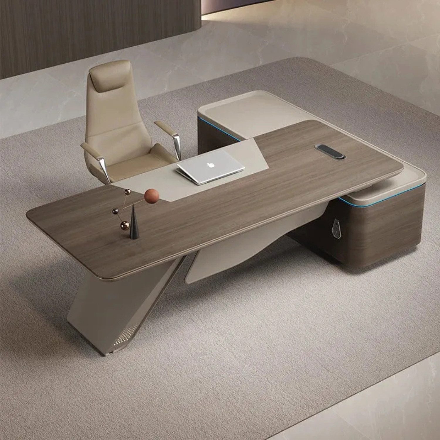 Schreibtisch SCHREIBTISCH Premium Executive Desk 280 cm Bürotisch Modern