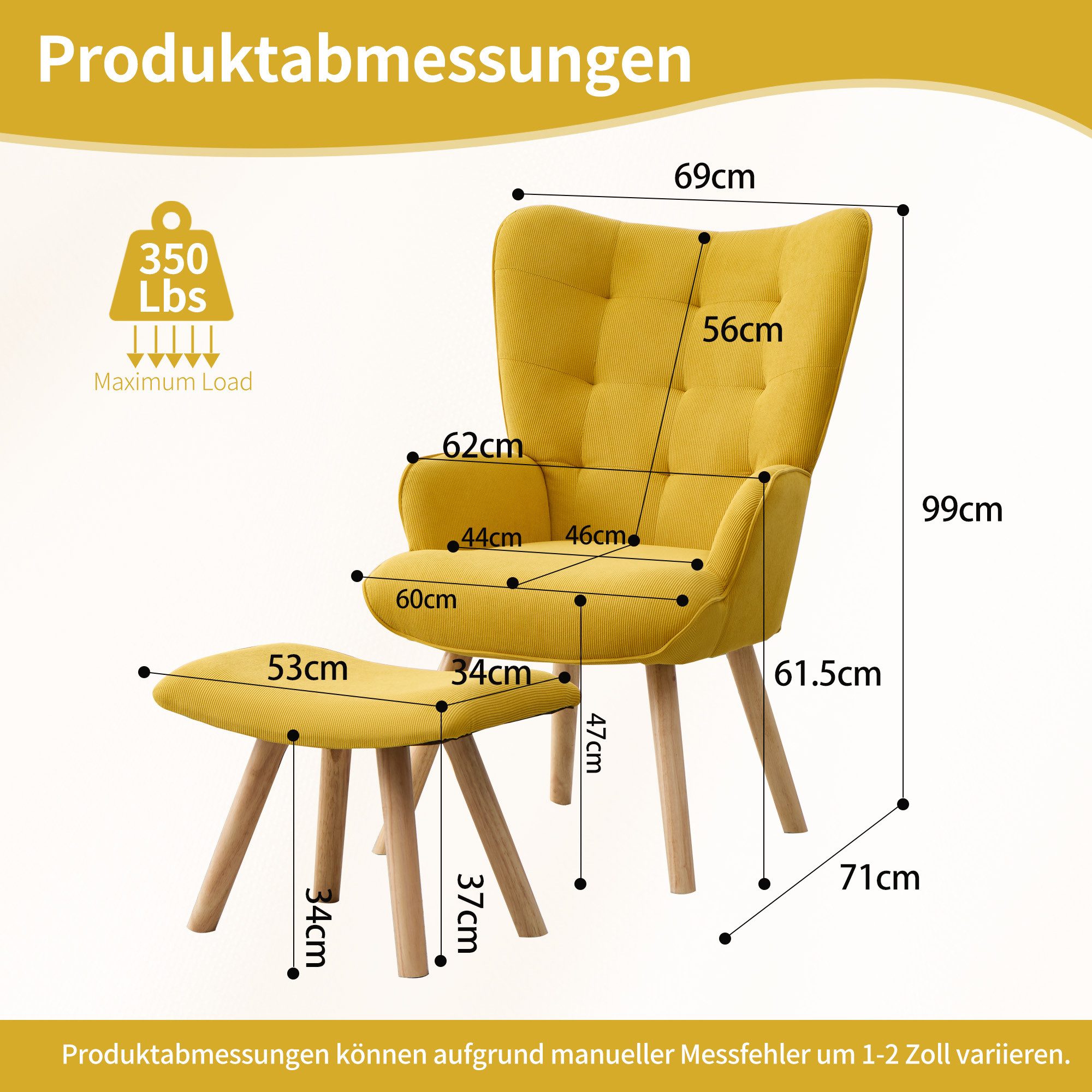 CANMOV Relaxsessel Moderner Relaxsessel mit Hocker, Bequemer Lounge Sessel für Wohnzimmer (1-St., bestehend aus Sessel und Hocker), Ergonomischer Polstersessel mit Hocker, Bequemer Lesesessel