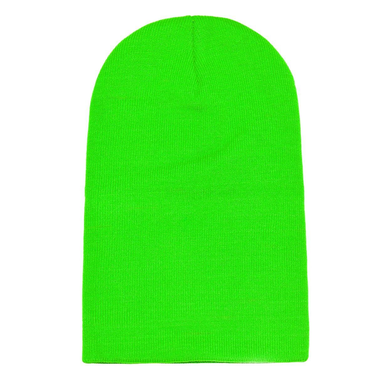 DonDon Beanie Schlauchmütze Mütze (Packung, Slouch-Beanie neongrün klassischer Wintermütze, 1-St)