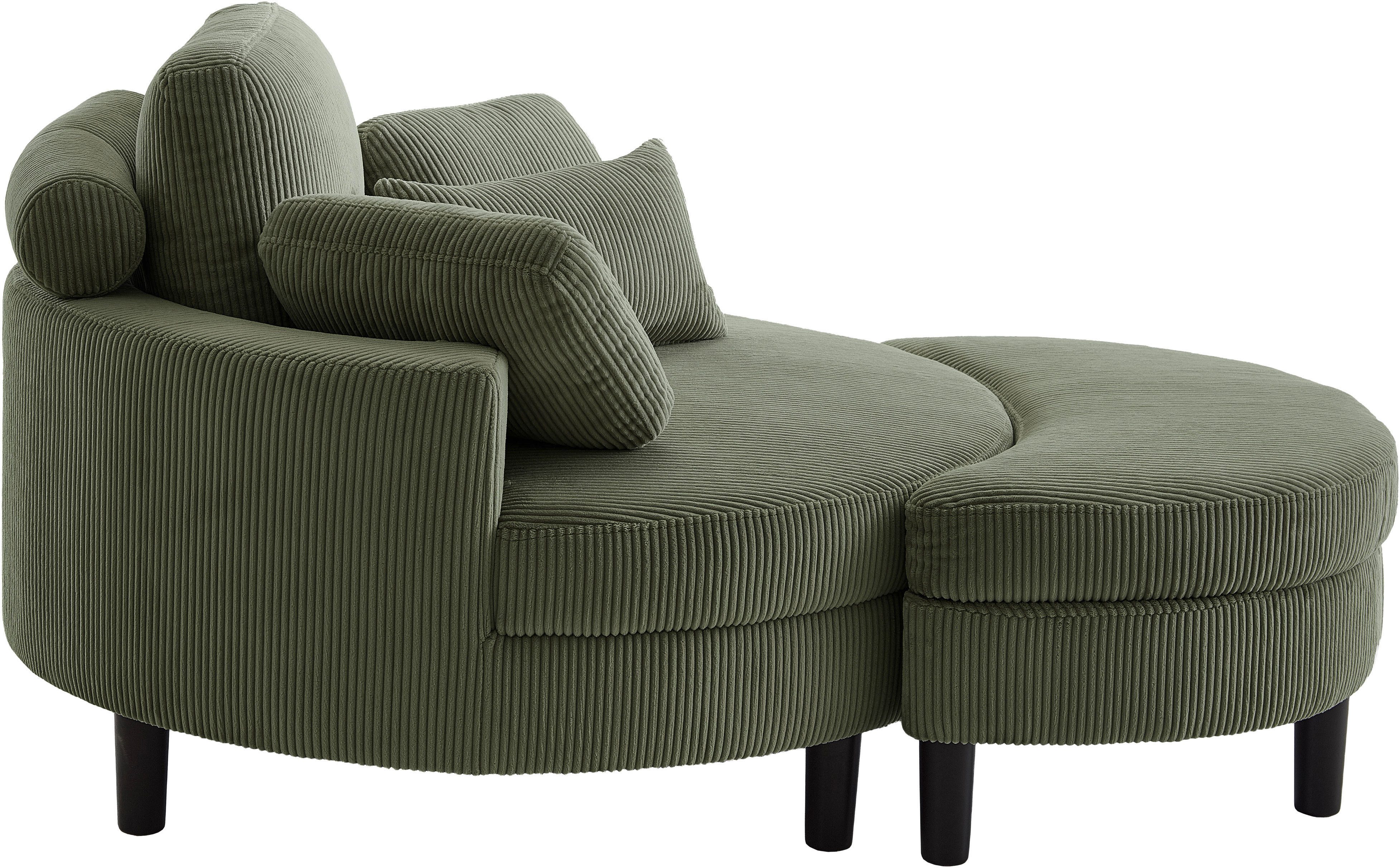 ATLANTIC home collection Loveseat Ravi Sessel, B: 114 cm, Sitzhöhe: 42 cm, XXL- Sessel, mit Stauraumhocker, Rückenstütze & 4 Zierkissen