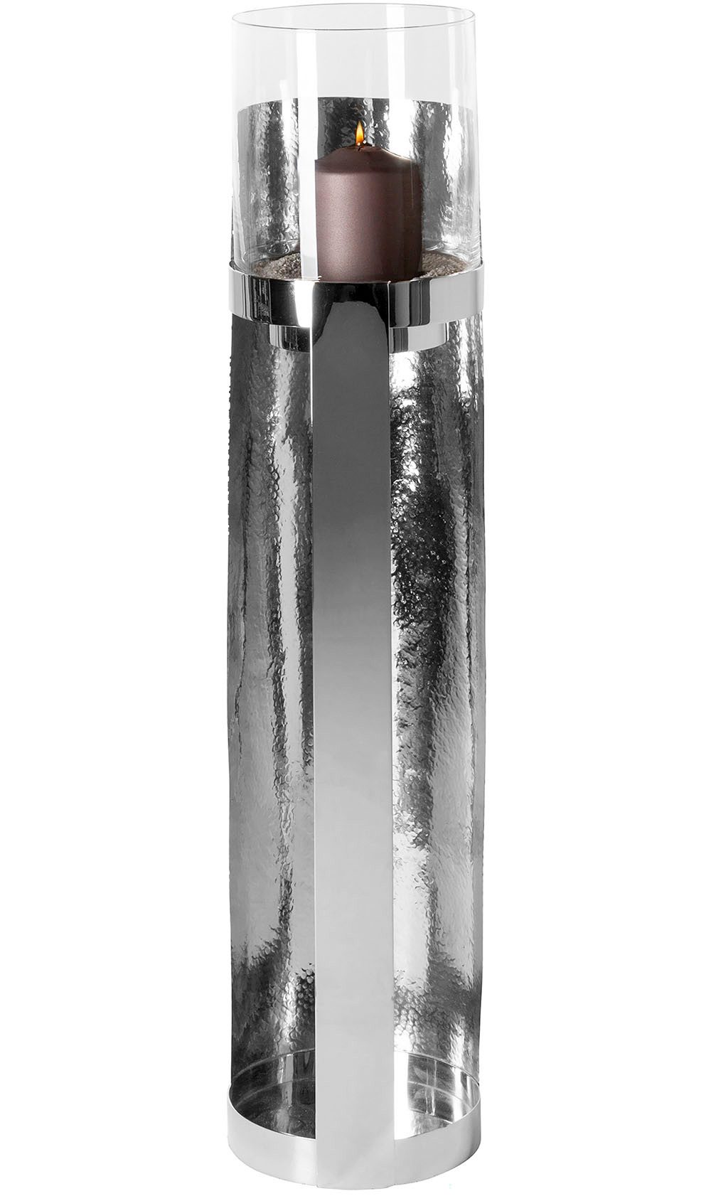 Fink Windlicht MANIAC (1 St), Kerzenhalter, Säule aus Edelstahl, mit Glaszylinder