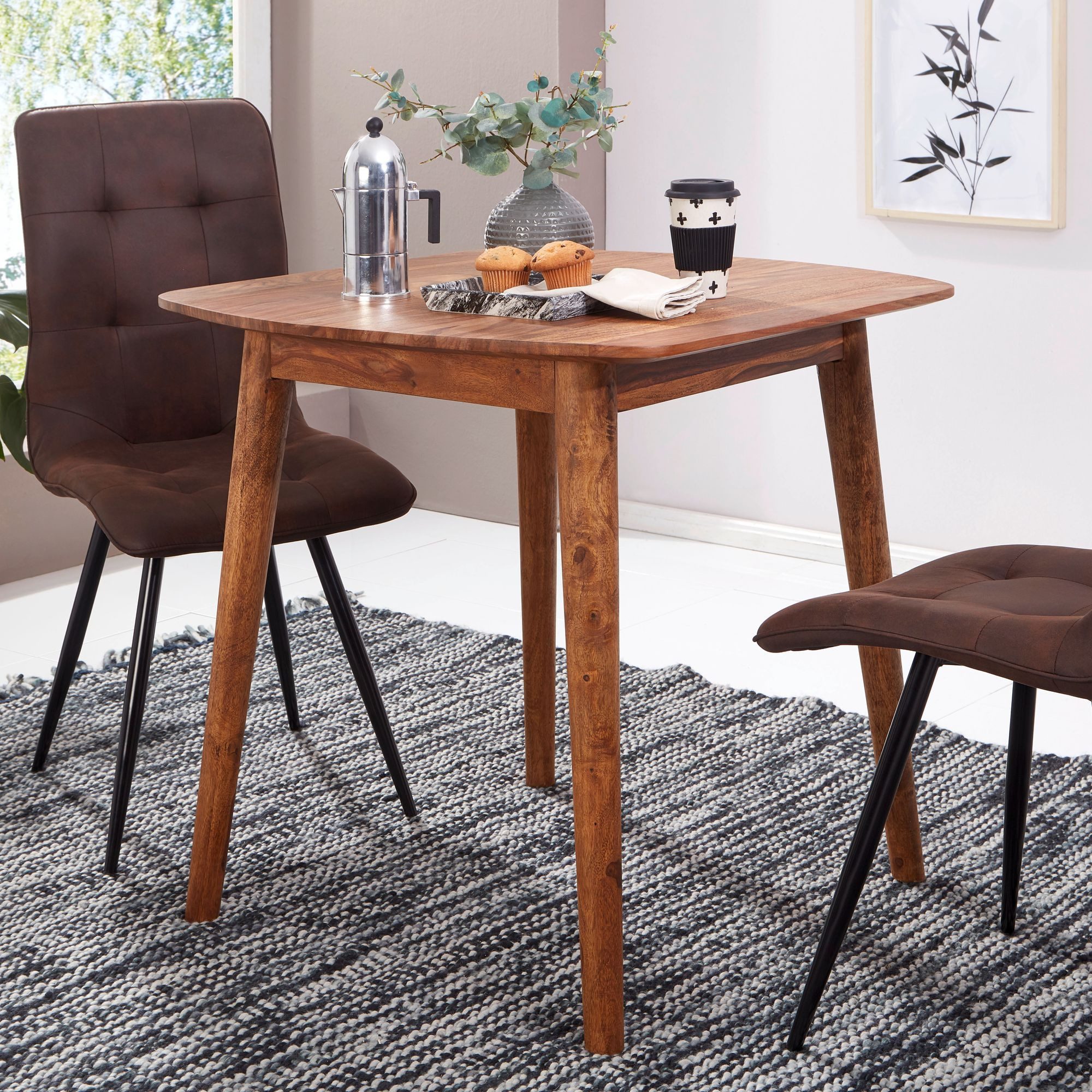 FINEBUY Esstisch SuVa13231_1 (80x78x80 cm Massivholz günstig online kaufen