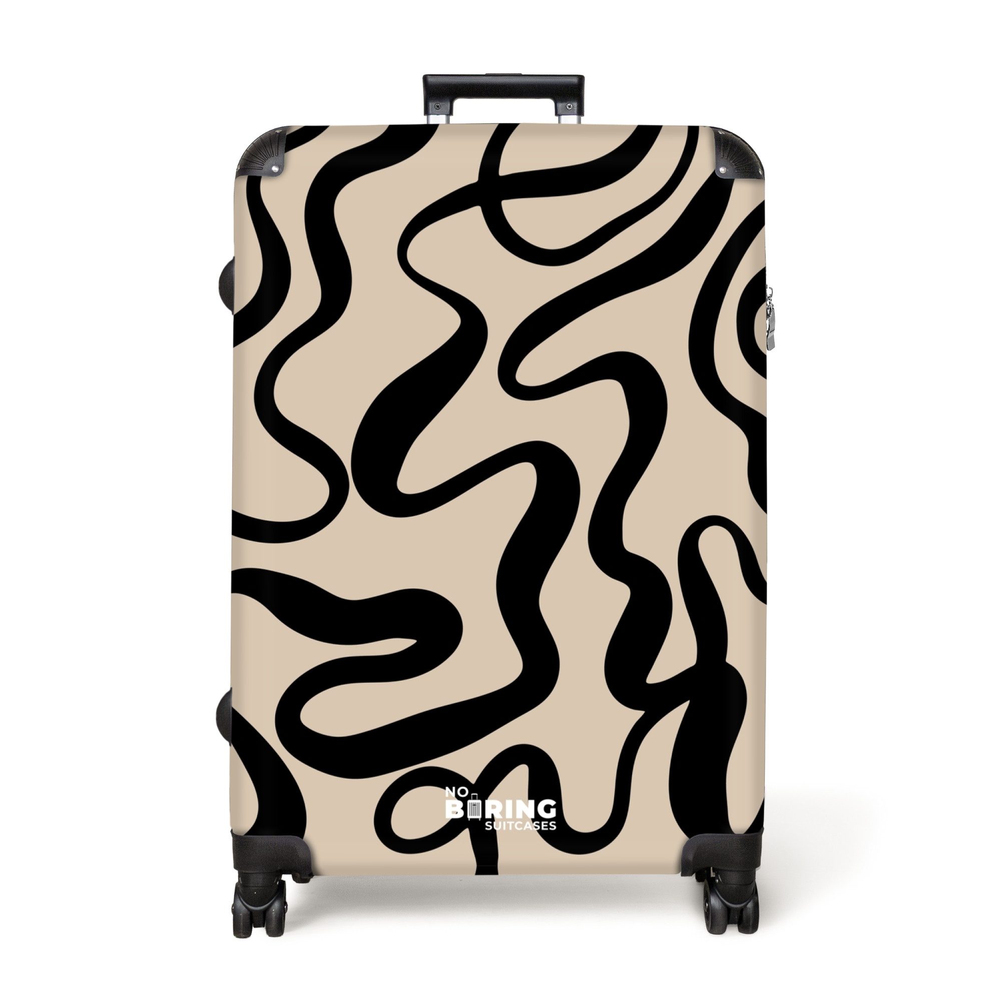 NoBoringSuitcases.com© Hartschalen-Trolley Beige mit schwarzen abstrakten günstig online kaufen