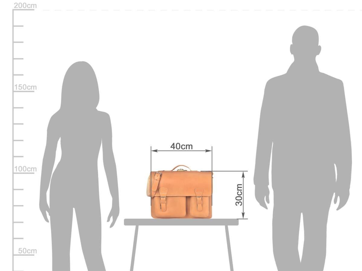 Ruitertassen Aktentasche Classic Satchel, 40 cm Lehrertasche mit 2 Fächern, auch als Rucksack zu tragen, Leder