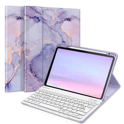Fintie Tablet-Hülle Tastatur Hülle für iPad Air 5 2022 / iPad Air 4 2020 10.9 Zoll, Soft TPU Rückseite Gehäuse Schutzhülle mit Stifthalter, magnetisch Abnehmbarer Bluetooth Tastatur mit QWERTZ Layout