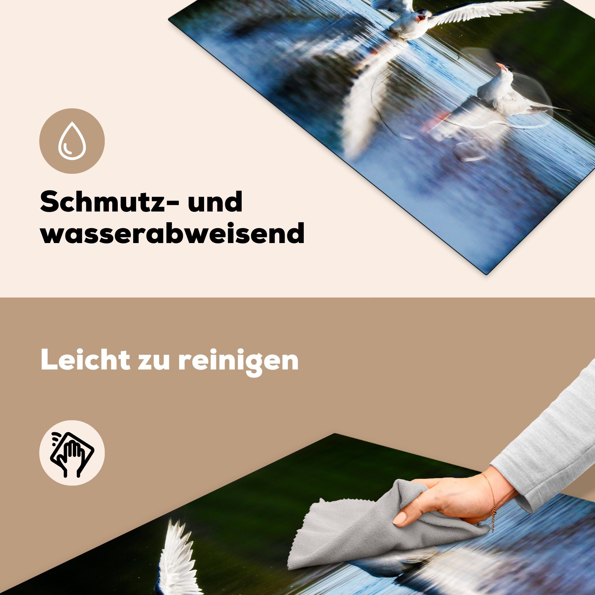 MuchoWow Herdblende-/Abdeckplatte Vogel - Wasser 81x52 (1 Ceranfeldabdeckung Schutz Induktionskochfeld küche, die Flügel, tlg), Vinyl, cm, - für