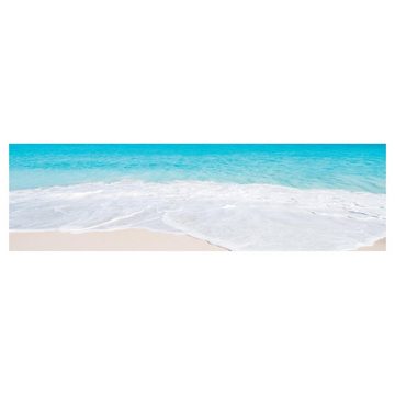 Bilderdepot24 Küchenrückwand türkis dekor Botanik Tropisch Natur Strand Meer Blaue Welle, (1-tlg., Nischenrückwand - für Fliesenspiegel ohne Bohren - matt), Spritzschutz Rückwand Küche Herd - Folie selbstklebend versch. Größen