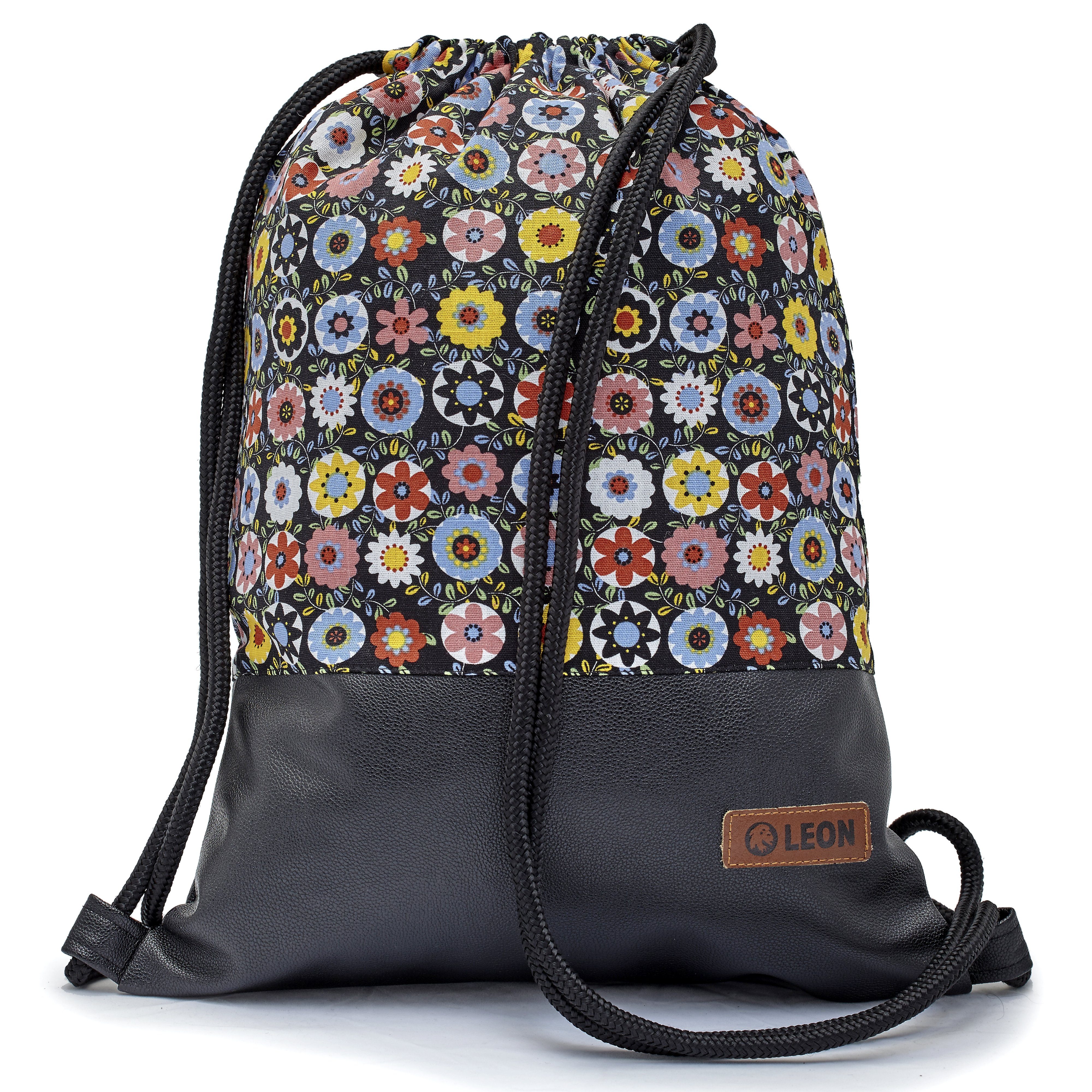 By Bers Turnbeutel Leon By Bers Turnbeutel Beutelrucksack Freizeitrucksack (Tagesrucksack für Strand Sport Festival Freizeit Alltag Einkauf aus Baumwolle Innentasche Schlüsselband), hohe Эко-товары durch aufwendige Handarbeit mit bester Baumwolle