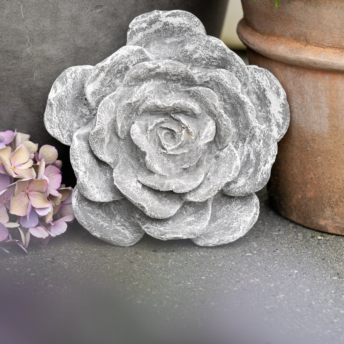 Antikas Gartenfigur Steinblüte groß, Steinguss, grau, günstig online kaufen